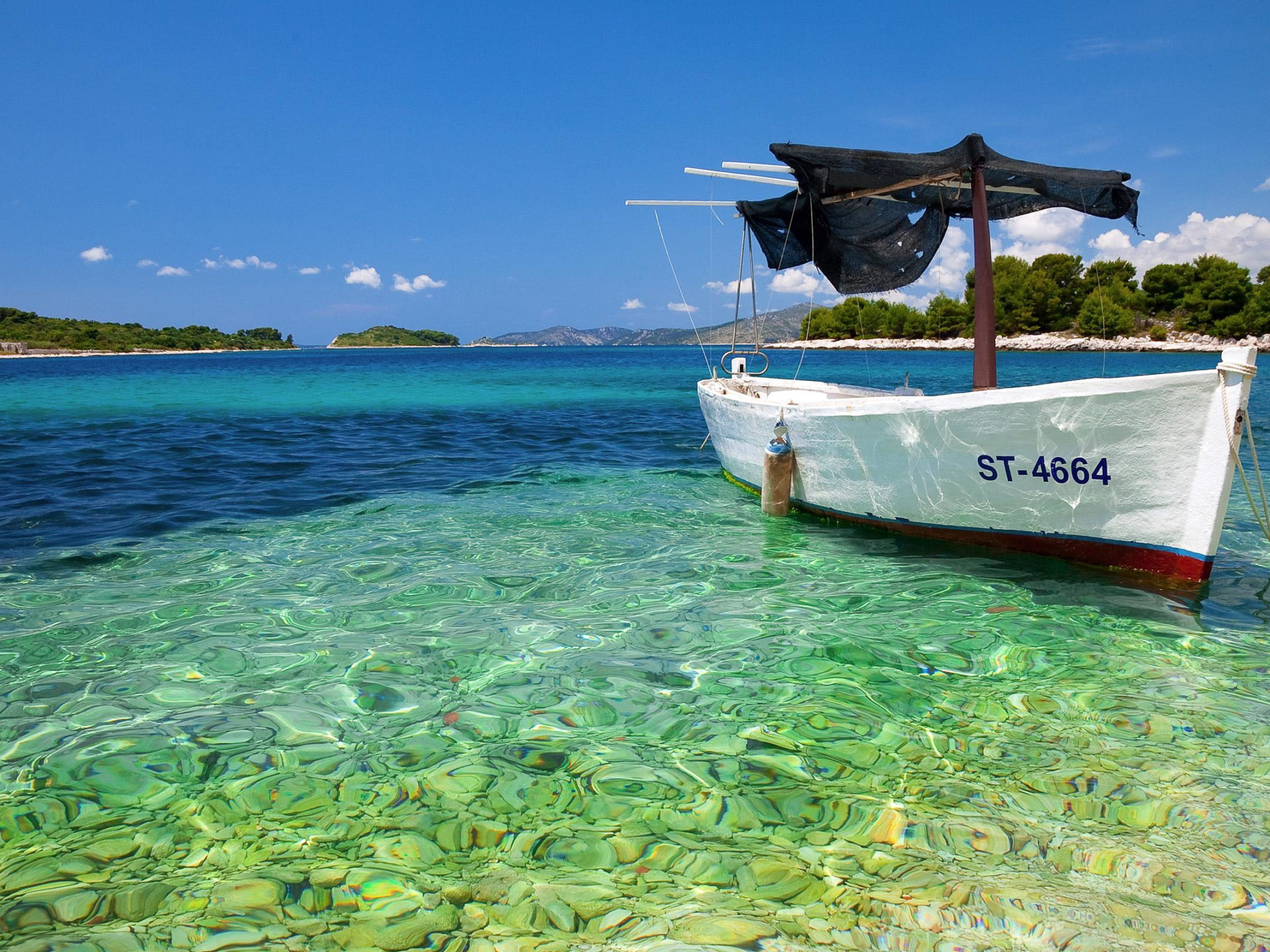 Croatian Boat HD Wallpaper For Desktop Transparent Water Turquoise Sea, Wallpaper13.com