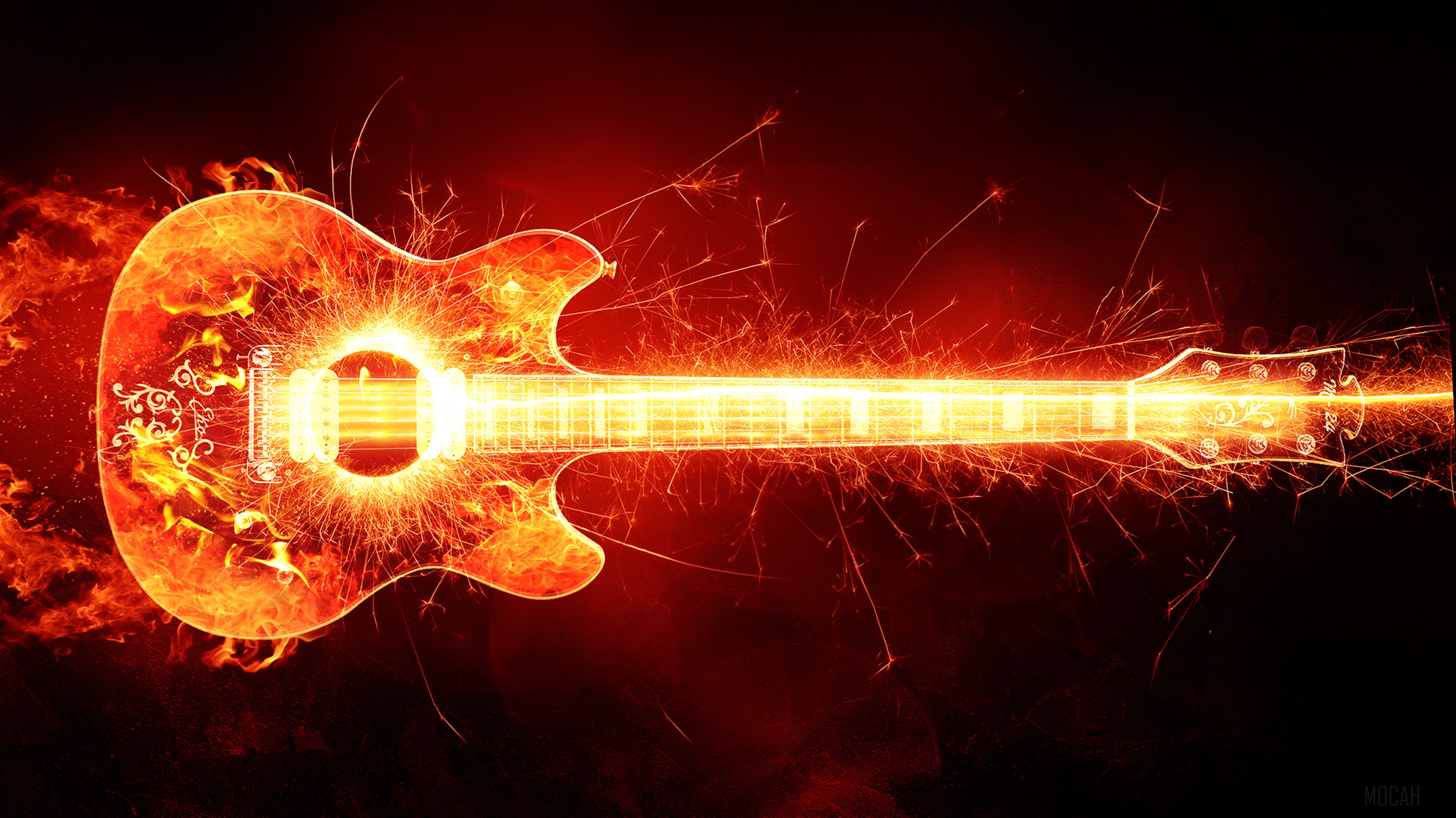 Fire Guitar 4k Gallery HD Wallpaper