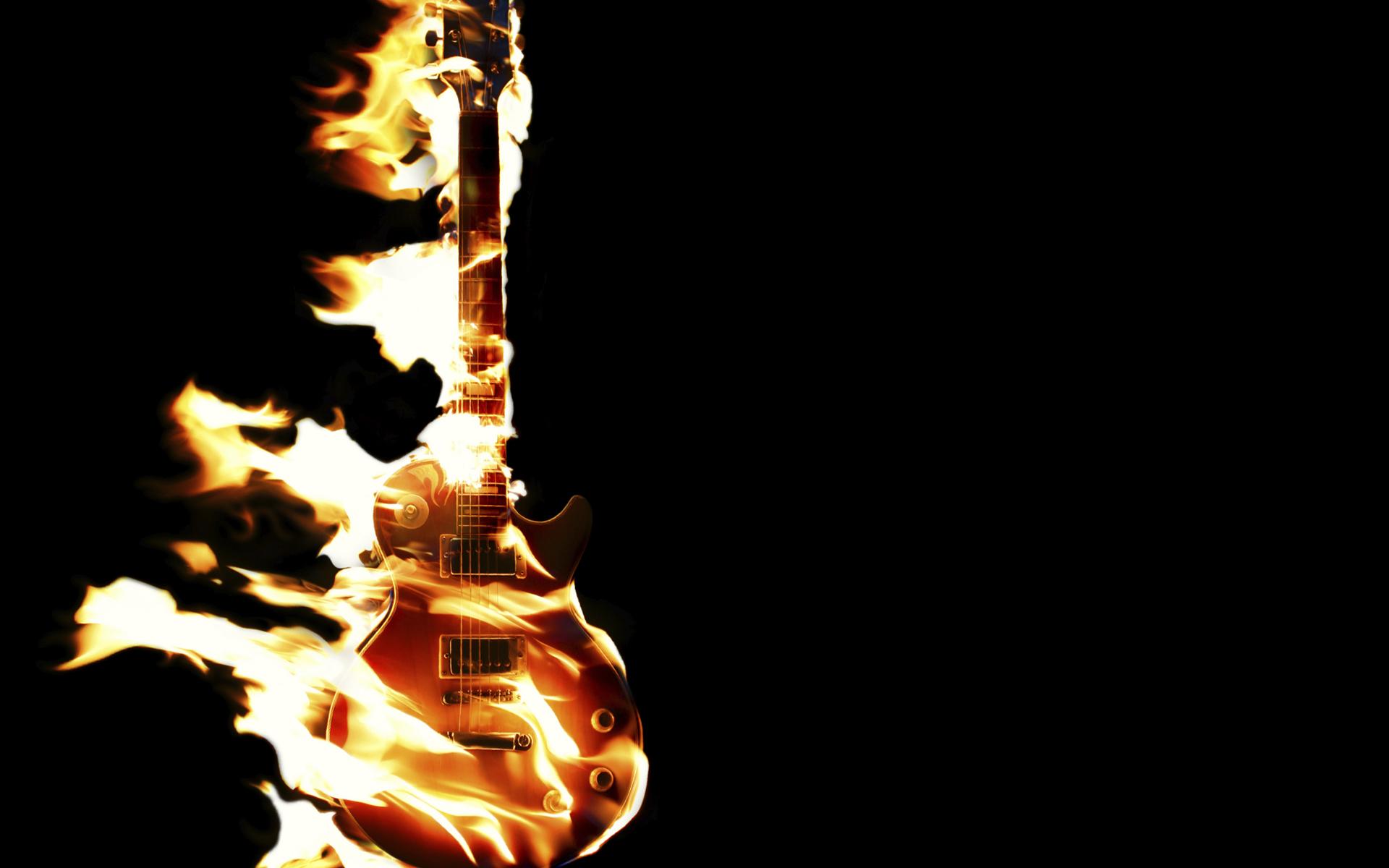 Wallpaper, 1920x1200 px, entertainment, fire, flames, guitars, instuments, music, musical, strings 1920x1200