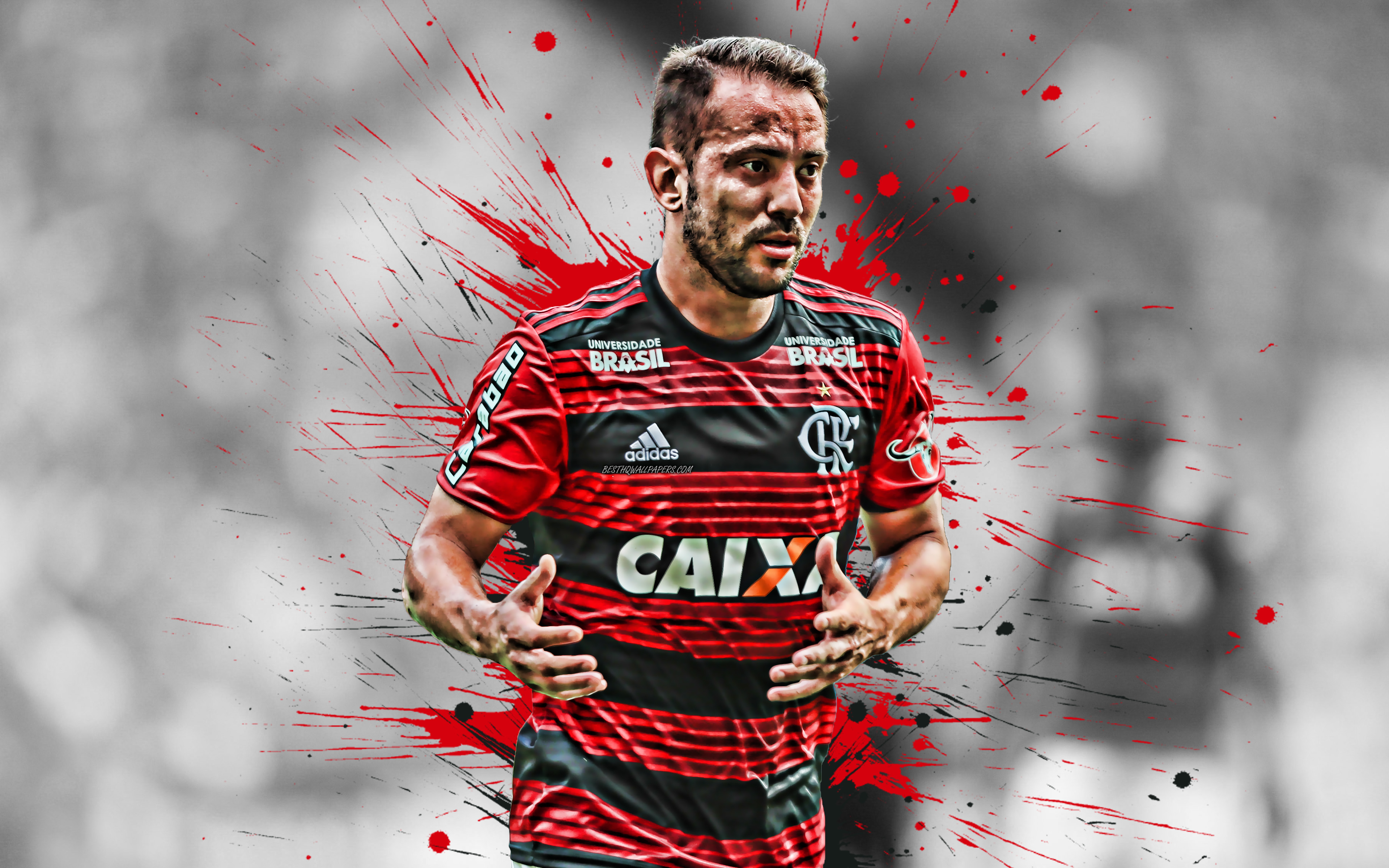Download wallpaper Everton Ribeiro, Flamengo, Brazilian football player, attacking midfielder, portrait, Serie A, Brazil, football, Clube de Regatas do Flamengo for desktop with resolution 3840x2400. High Quality HD picture wallpaper