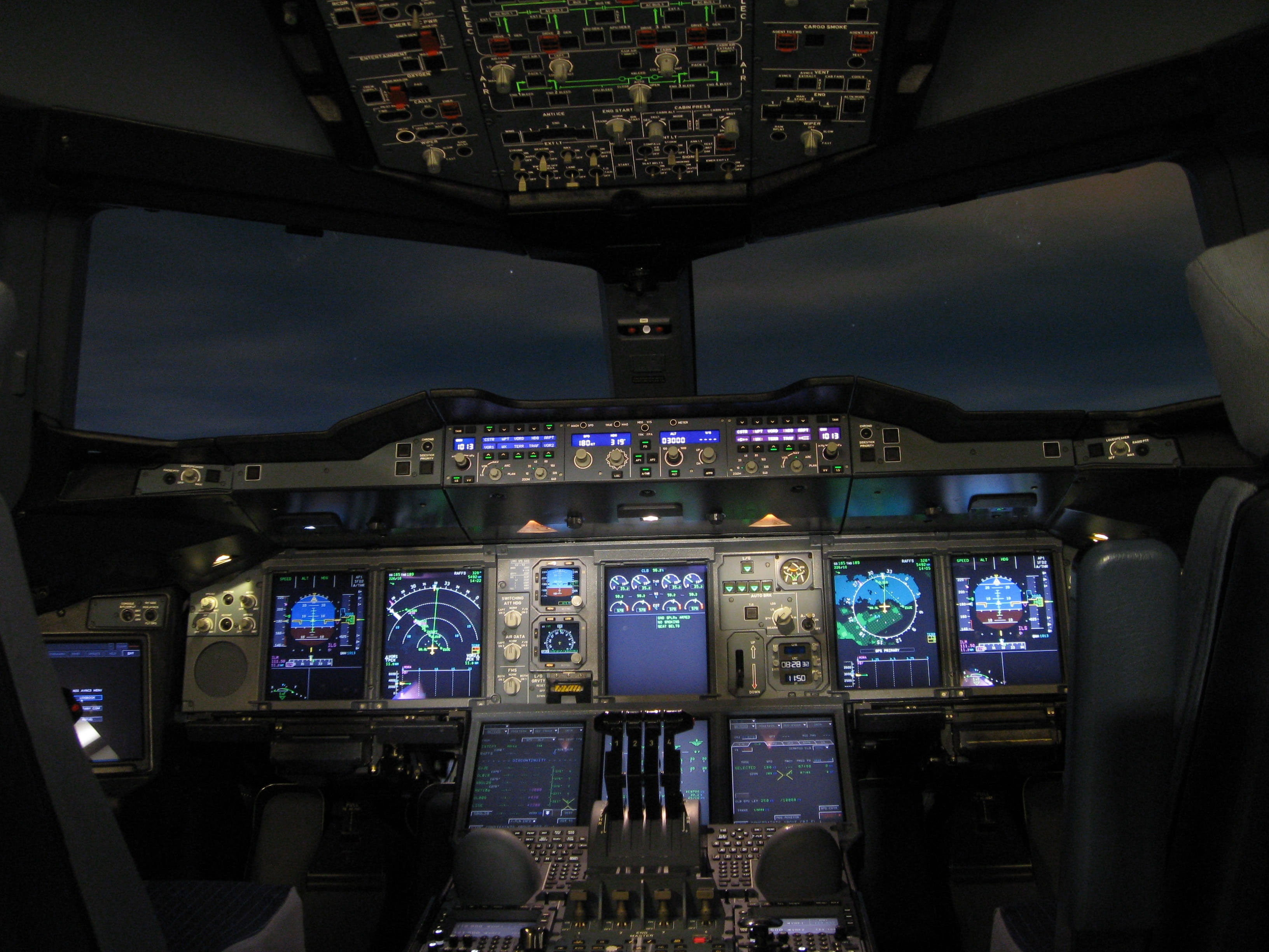 Wallpaper Airplane Control Panel Photo, Cockpit, Aircraft