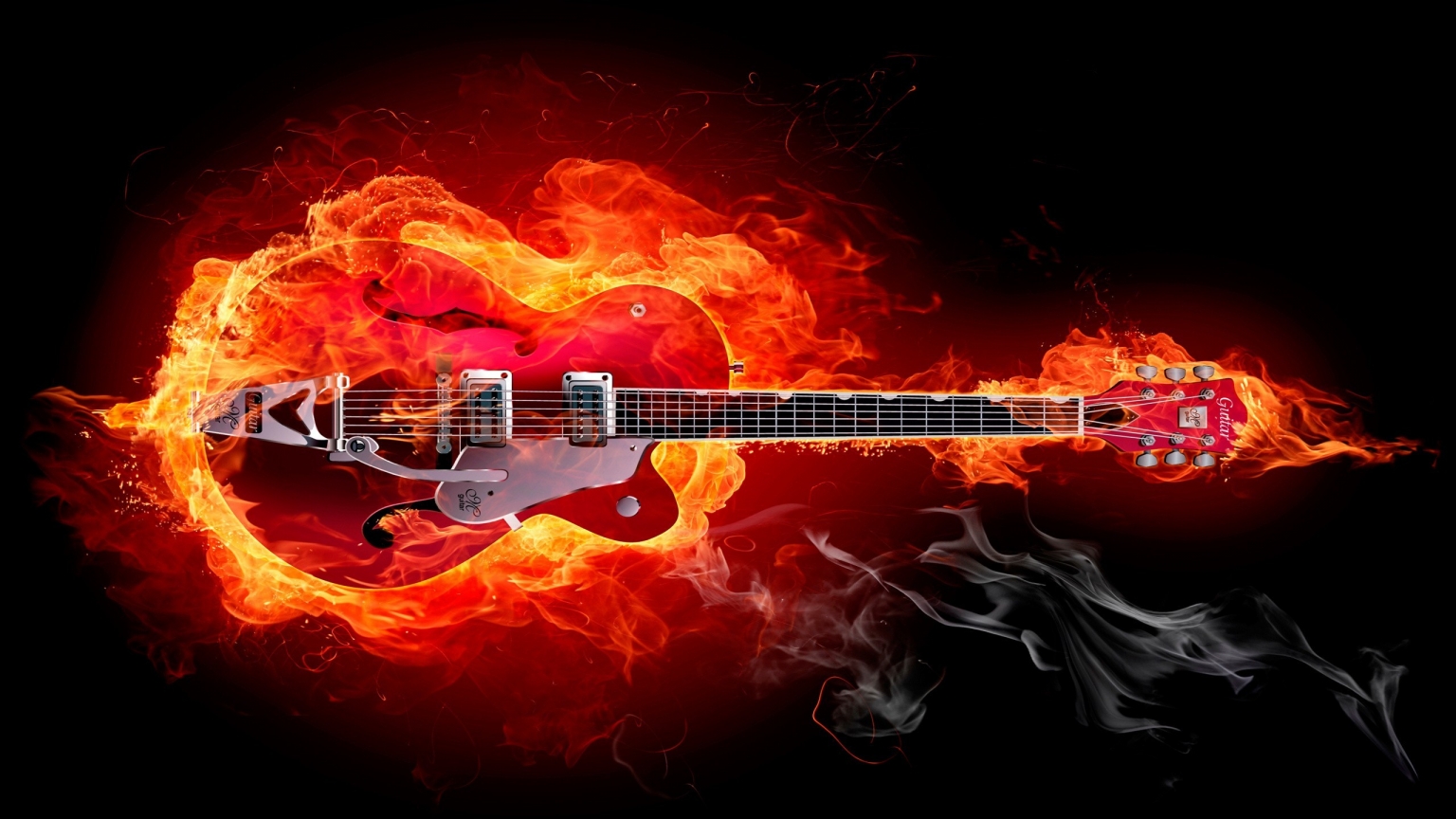 Fire Guitar 1536 x 864 HDTV Wallpaper