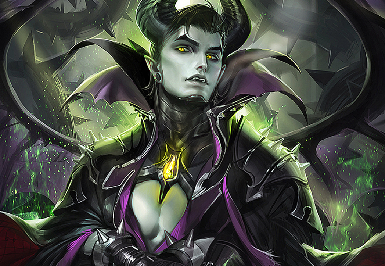 Desktop Wallpaper Men Horns Maleficent Fantasy Glance Painting Art