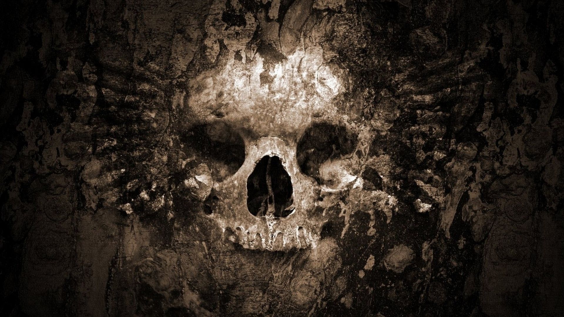Desktop Wallpaper Skull, Dark, Art, HD Image, Picture, Background, A37310