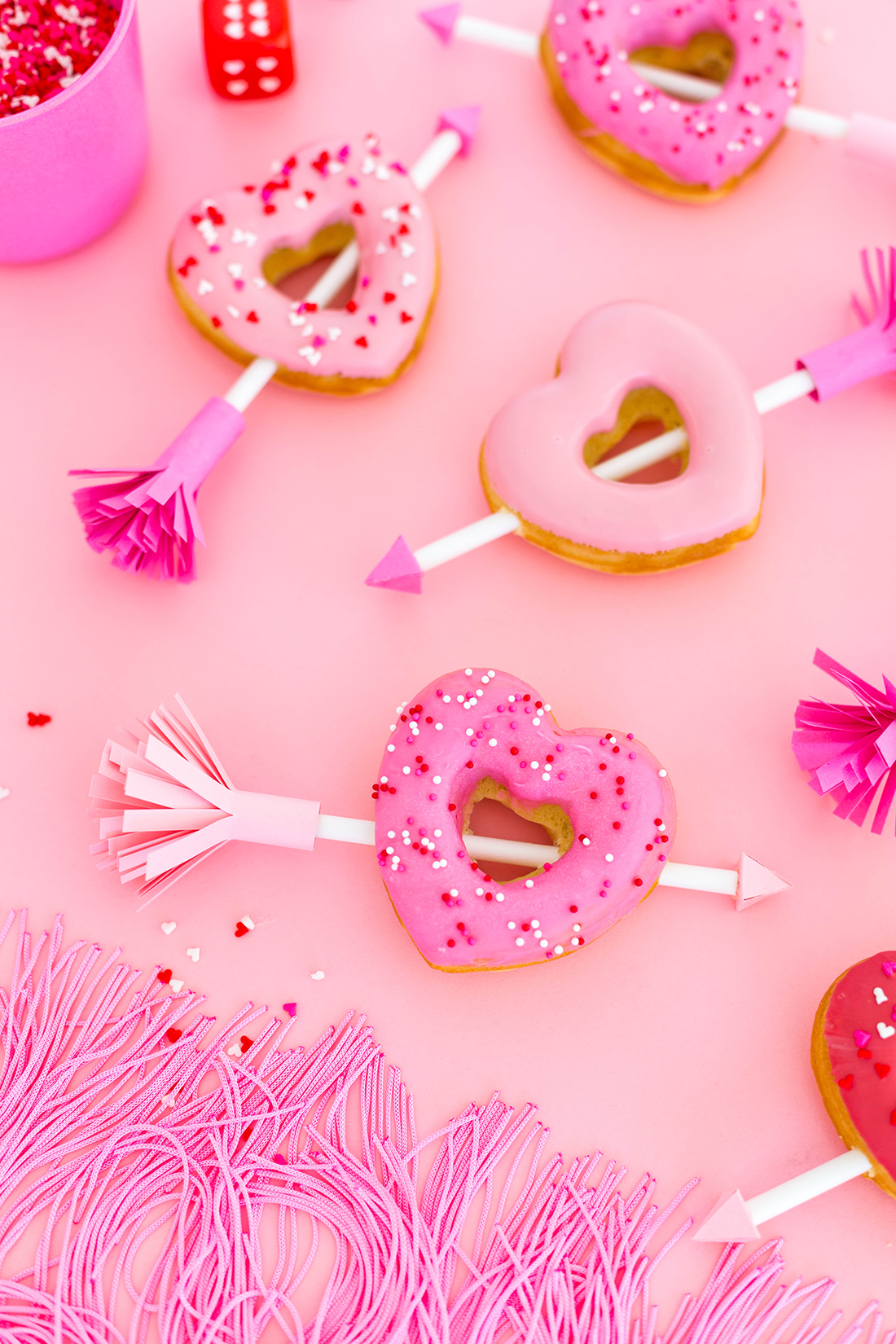Easy Valentine's Arrow Heart Donuts