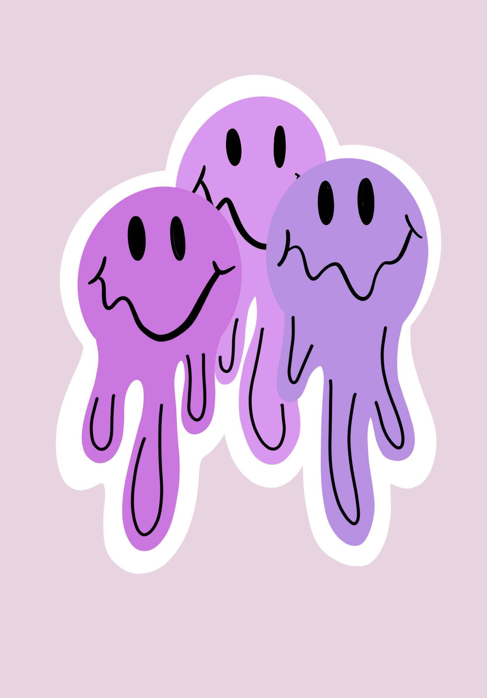 Download Preppy Smiley Face Dripping Violets Wallpaper