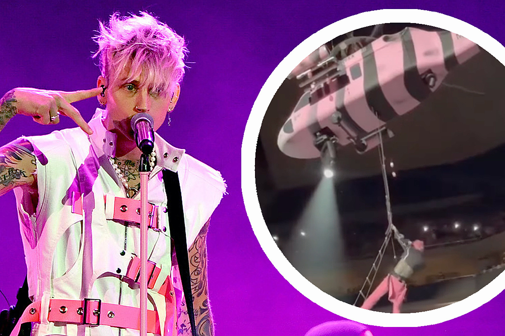 VIDEO Gun Kelly's Helicopter Concert Entrance Is Wild