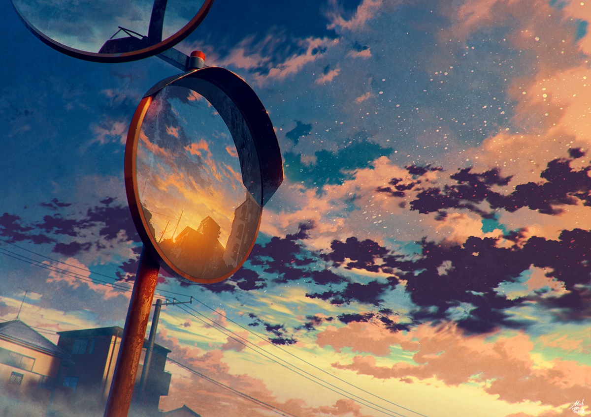 clouds mirror mocha (cotton) original reflection scenic signed sky sunset. konachan.com.com Anime Wallpaper