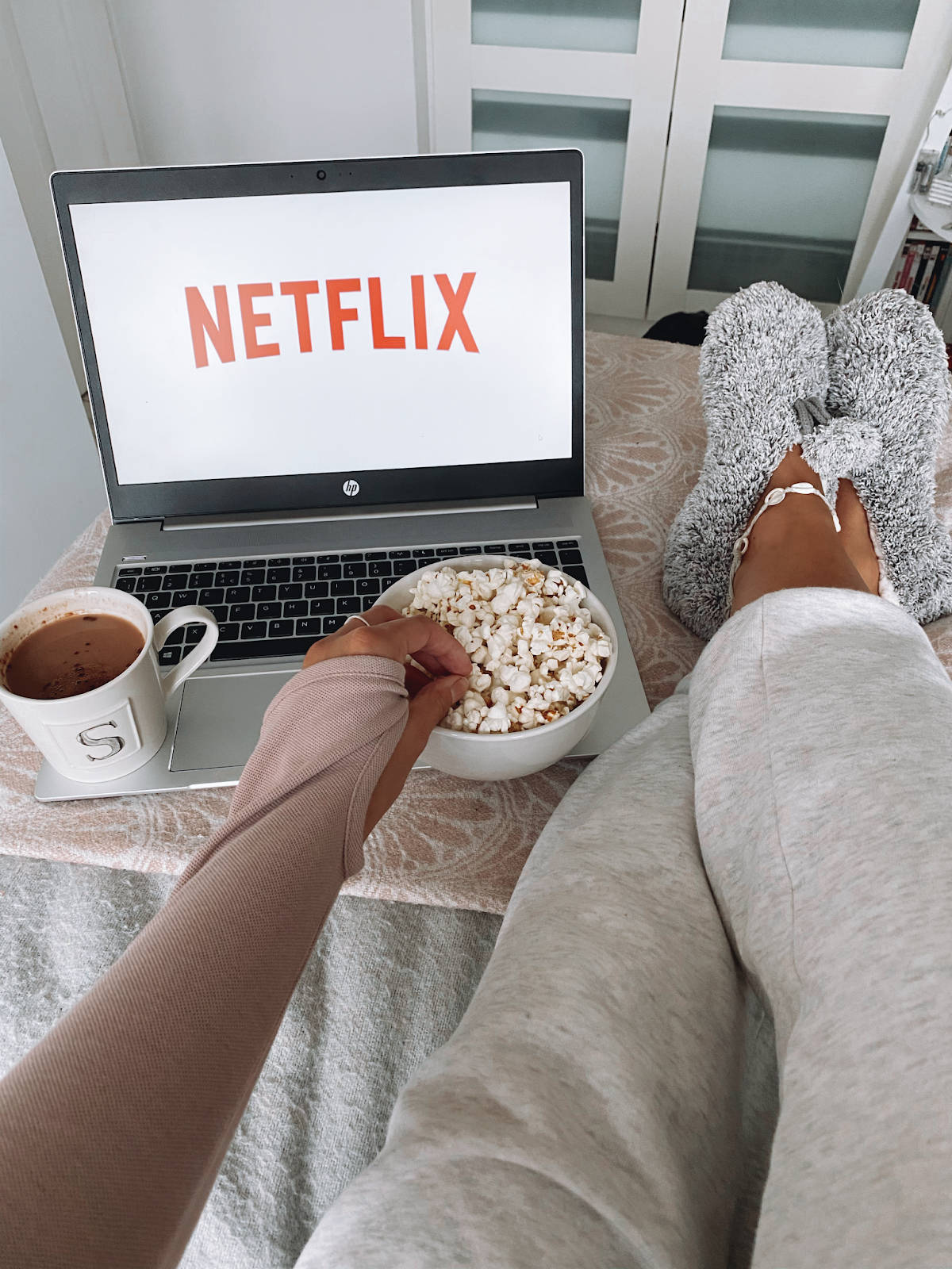 Download Cozy Aesthetic Coffee And Laptop Pov Wallpaper