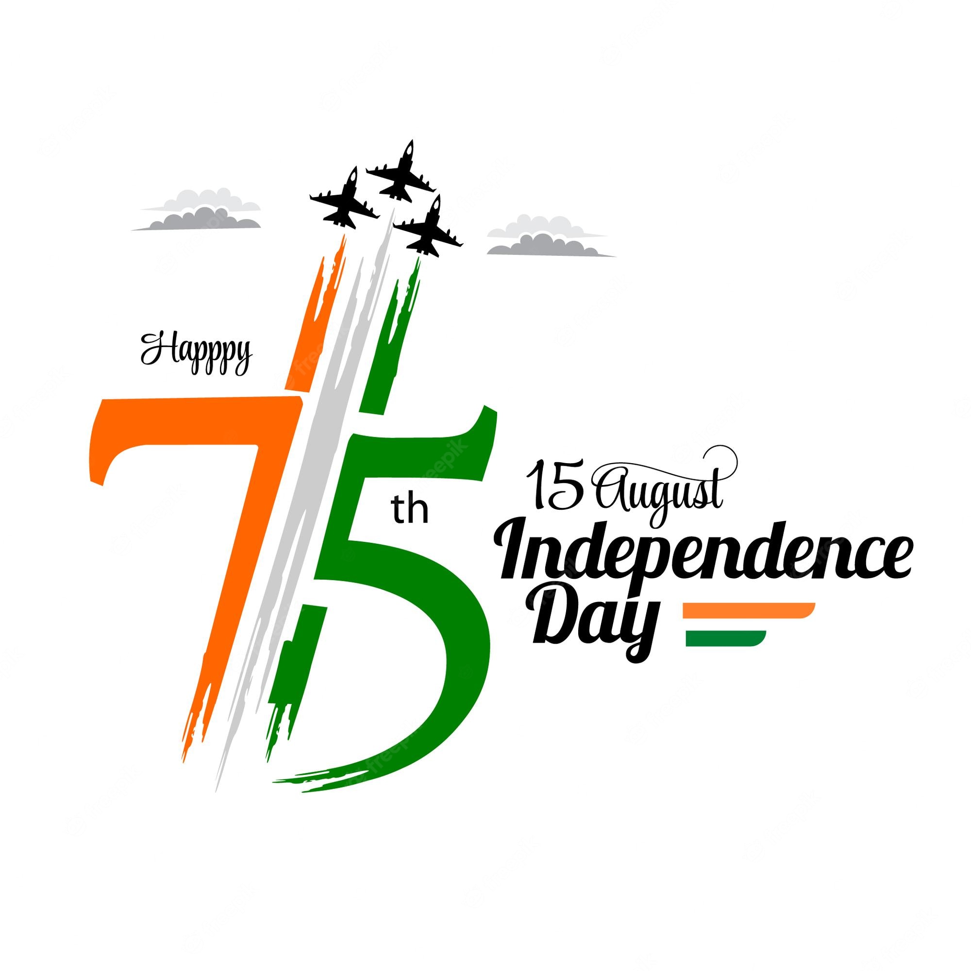 Seventy five 75 years of indian independence day greeting design logo