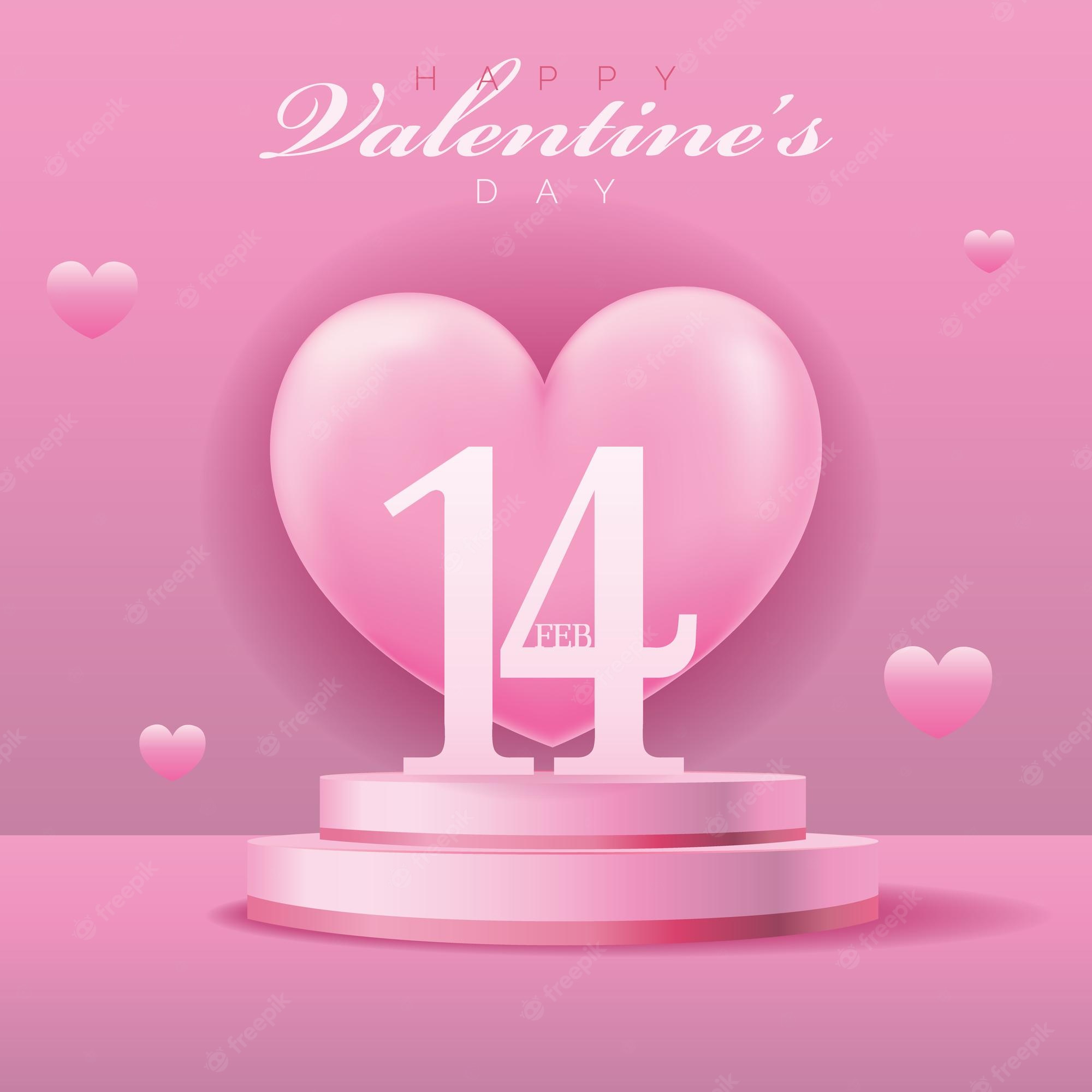 Premium Vector. Design valentine's day stage with love letter pink pastel background
