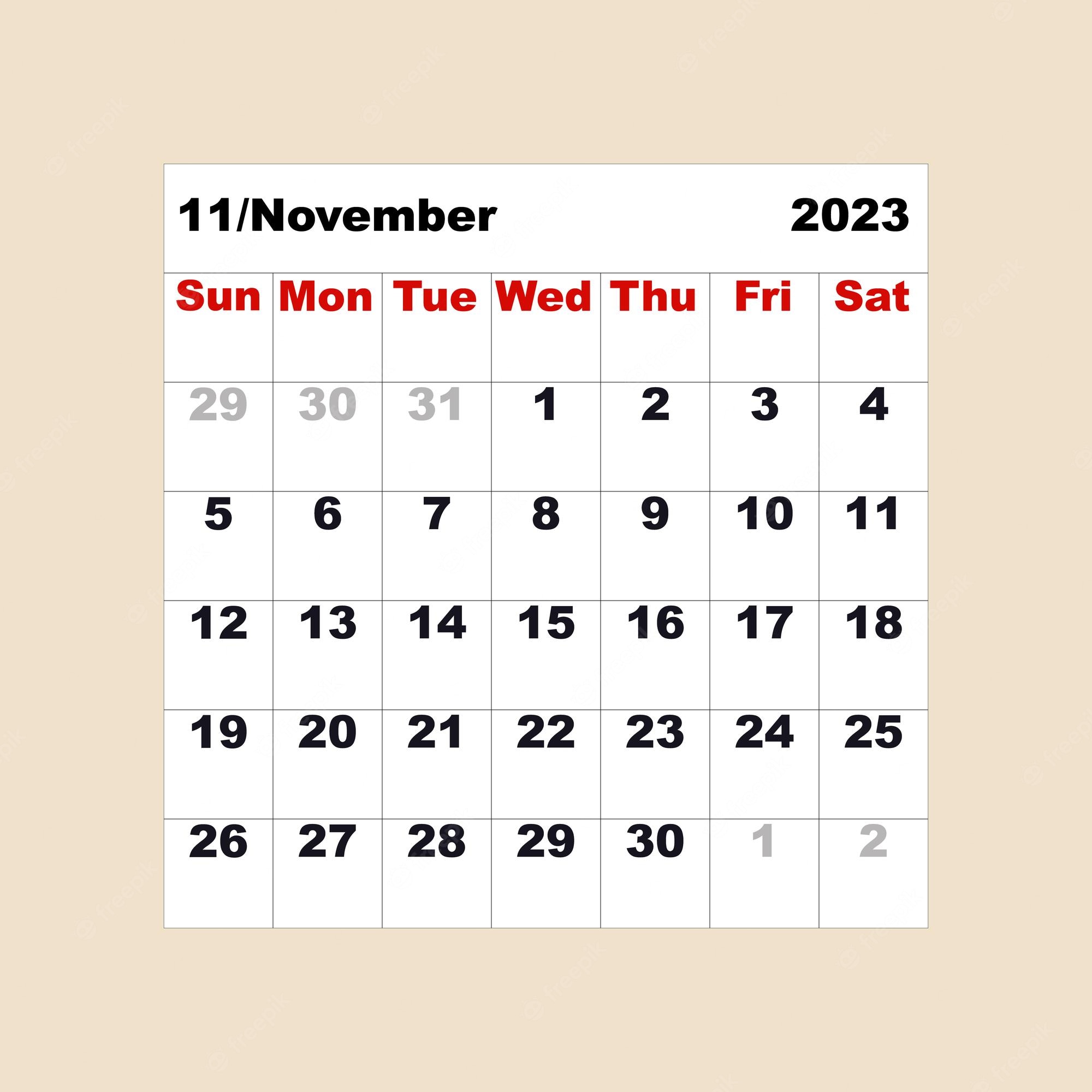 November 2023 calendar Vectors & Illustrations for Free Download