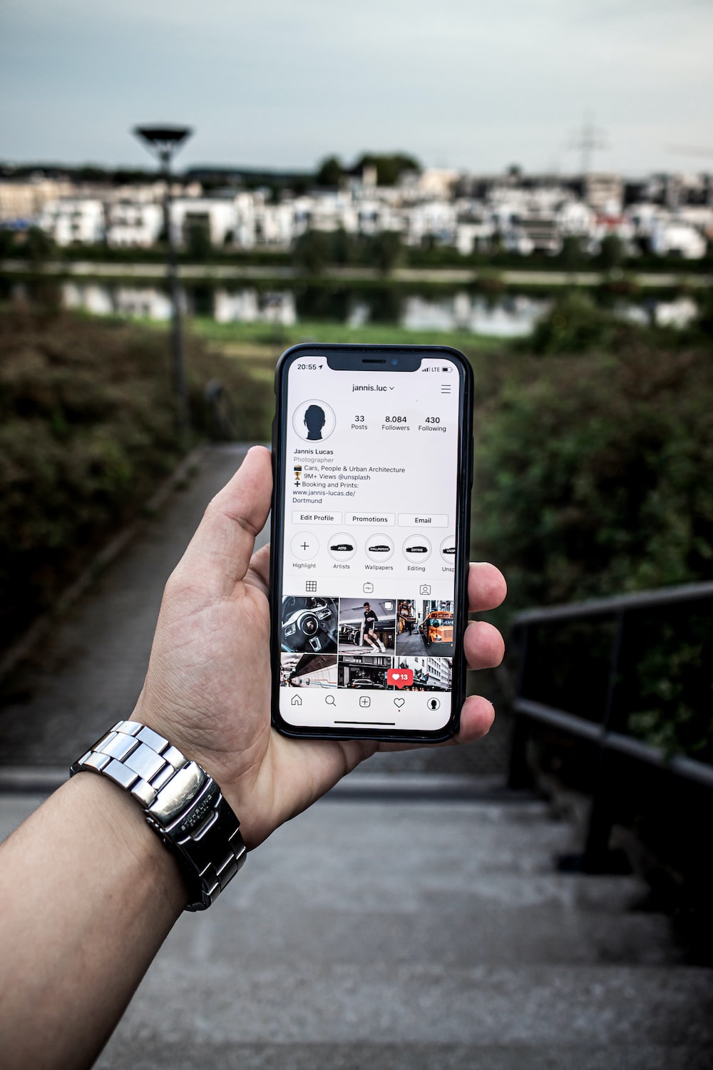 person holding phone photo