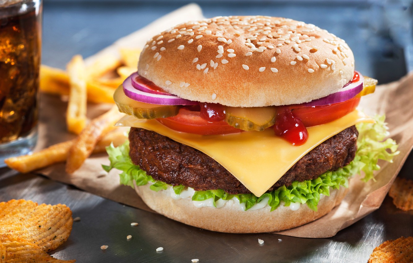 Wallpaper Greens, Cheese, Burger, Patty image for desktop, section еда