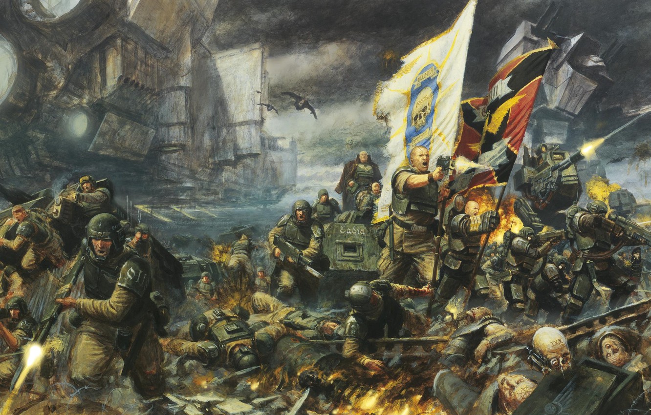 Wallpaper soldier, war, flag, human, Warhammer 40 000, Imperial Guard, Astra Militarum image for desktop, section фантастика