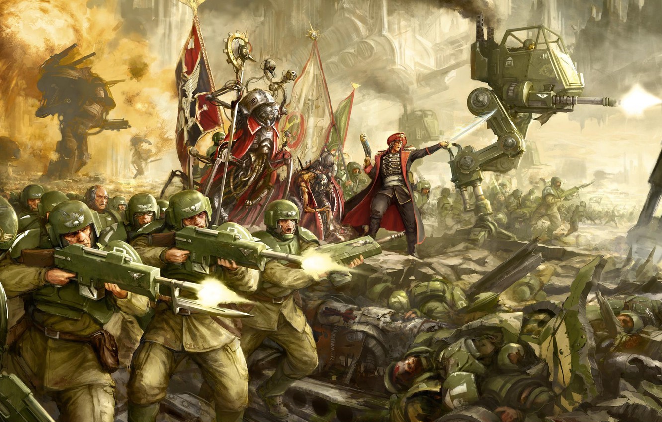 Wallpaper soldier, war, weapons, Warhammer 40 000, Imperial Guard, Astra Militarum image for desktop, section фантастика