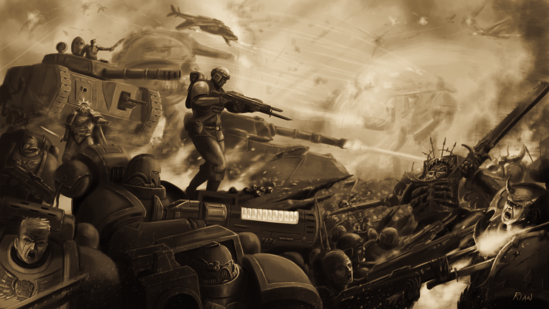 Space Marine (Adeptus Astartes) - Chaos Space Marine - Astra Militarum (Imperial Guard, ig) - Chaos (Wh 40000) - Leman Russ (tank) - Imperium (Империум) - Warhammer 40000 (warhammer40000, warhammer40k, warhammer 40k