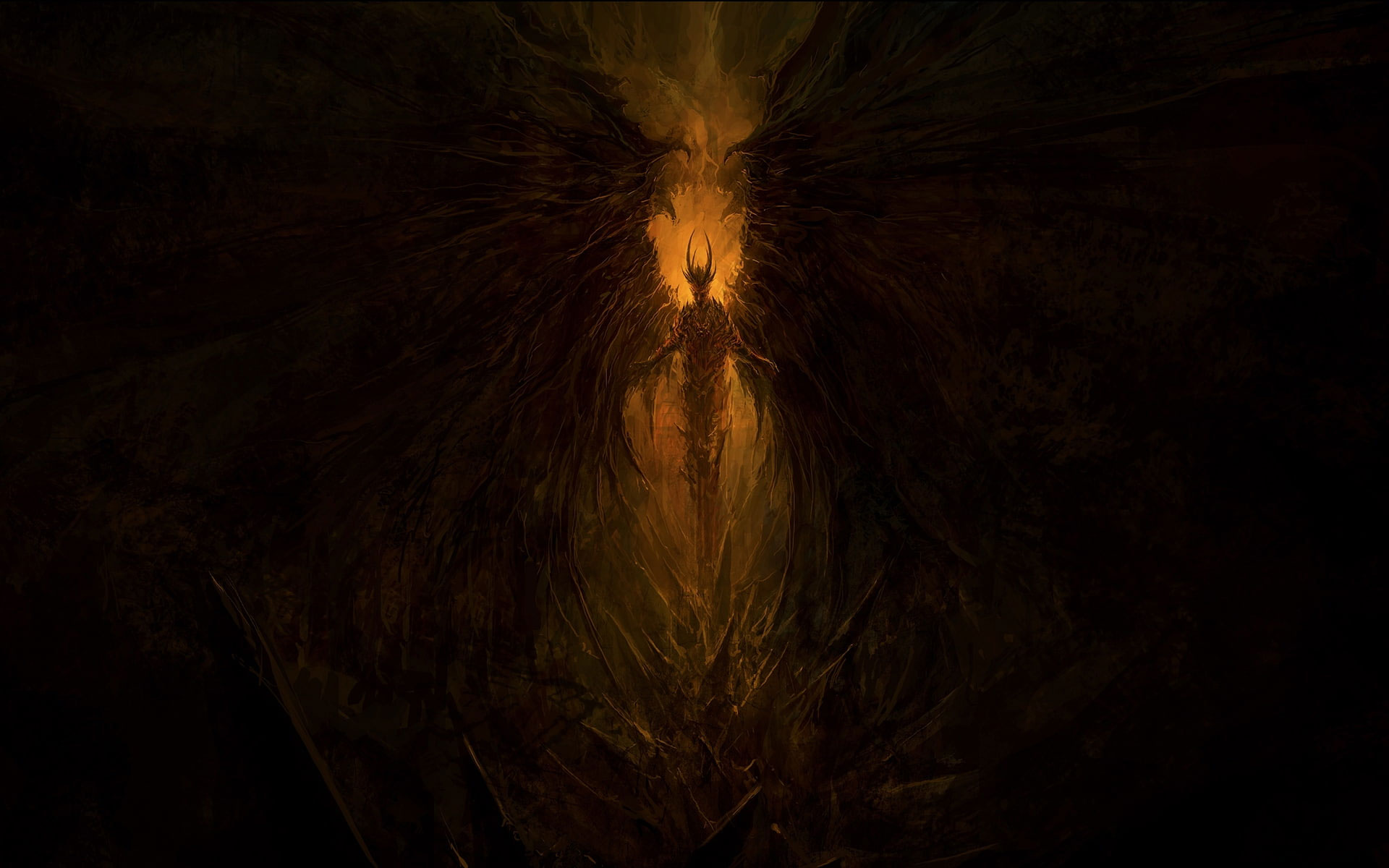 Wallpaper Demon, Wings, Satan, Lucifer, Hell, Artwork