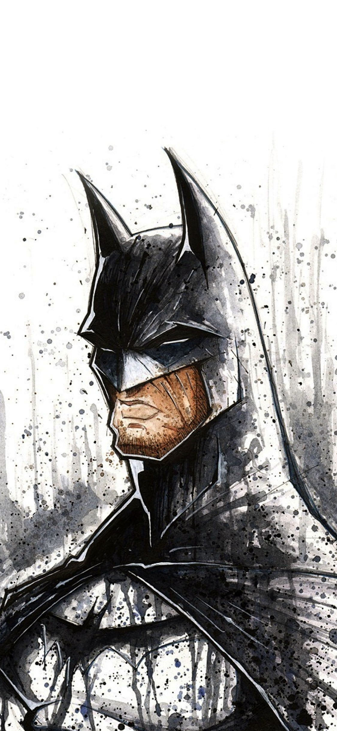 iPhone X wallpaper. batman face painting hero art illustration
