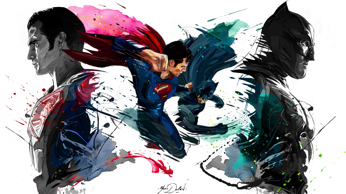 Batman vs superman 4k sketch artwork wallpaper background