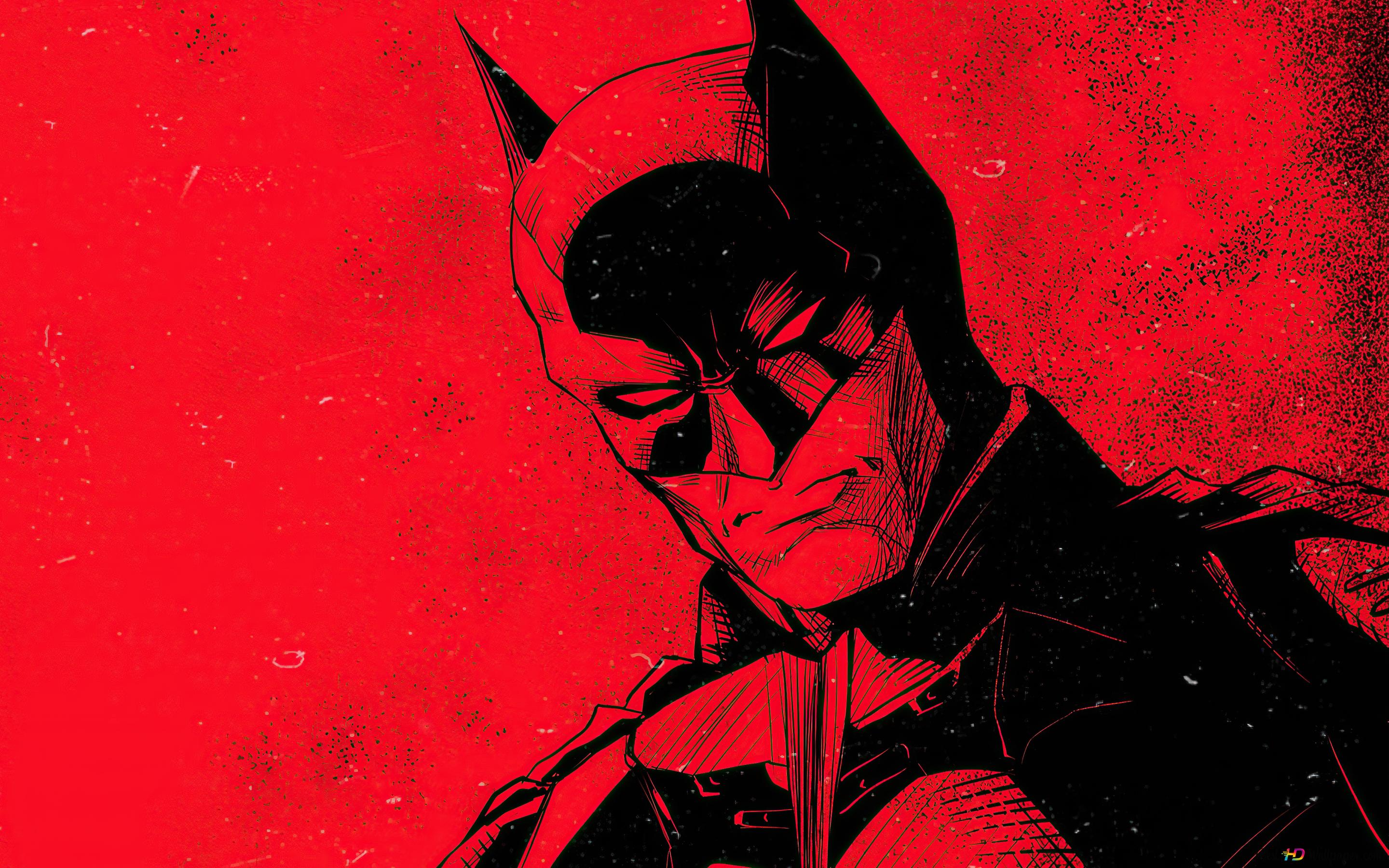 Batman Sketch Red 4K Wallpaper Download