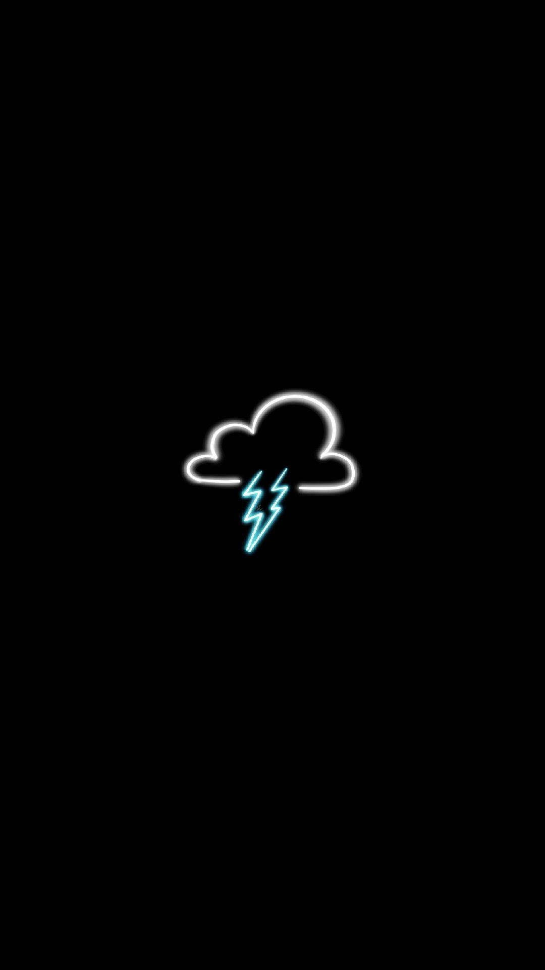Download Cloud And Thunder Black Neon Aesthetic Wallpaper