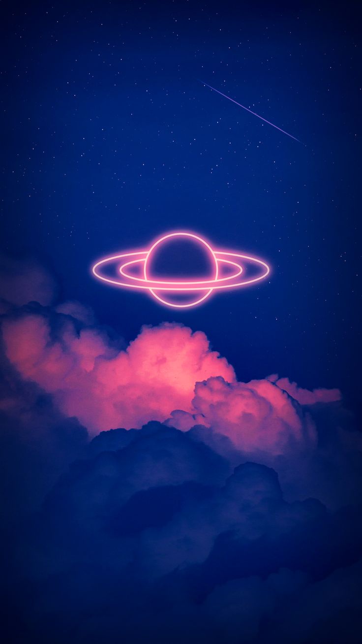 Neon Clouds Saturn. Papel de parede hippie, Imagens para wallpaper, Wallpaper