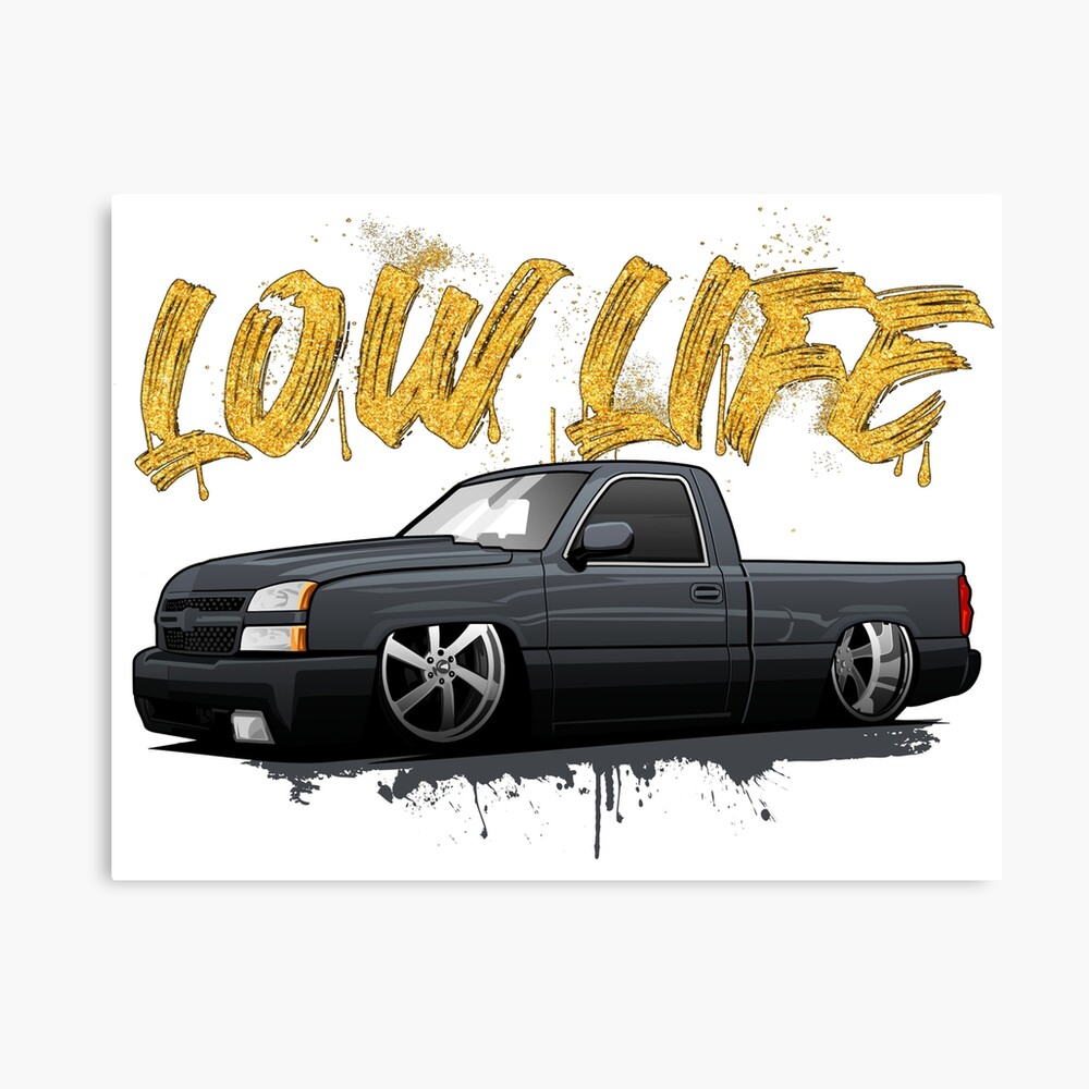 Chevy Silverado Truck Chevrolet Low Life Slammmed Metal Print