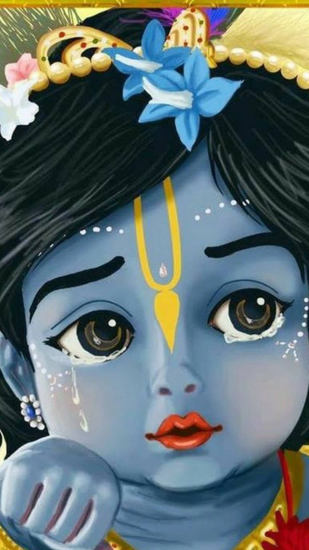 Download Sad Animated Krishna Crying Wallpaper