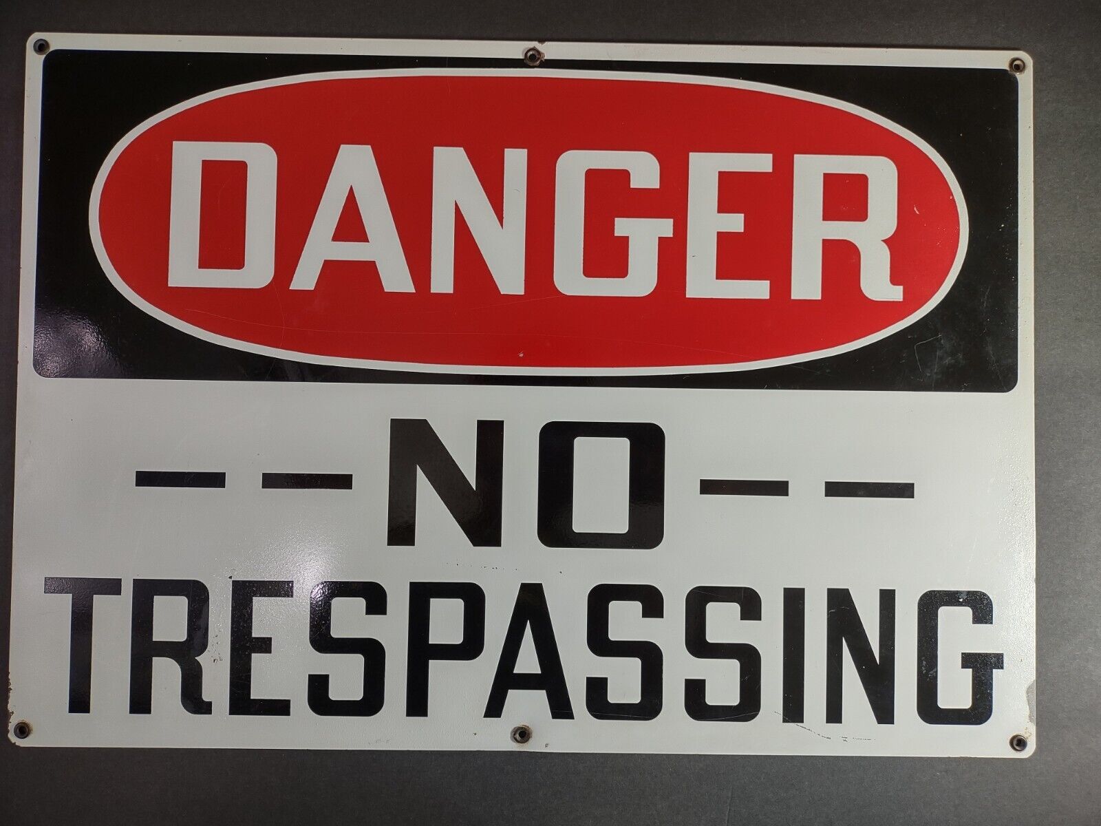 Vintage Danger! No Trespassing Metal Sign 20 X 14 Large C2