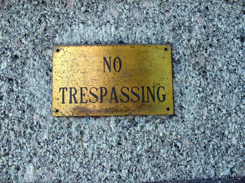 smallest No Trespassing sign I have ever seen. The Auditori