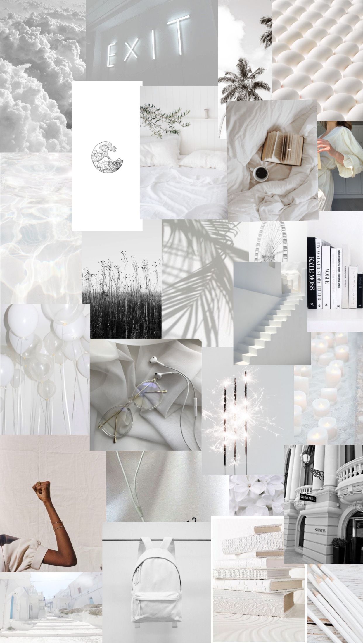 White collage. White wallpaper for iphone, Aesthetic iphone wallpaper, iPhone wallpaper vintage