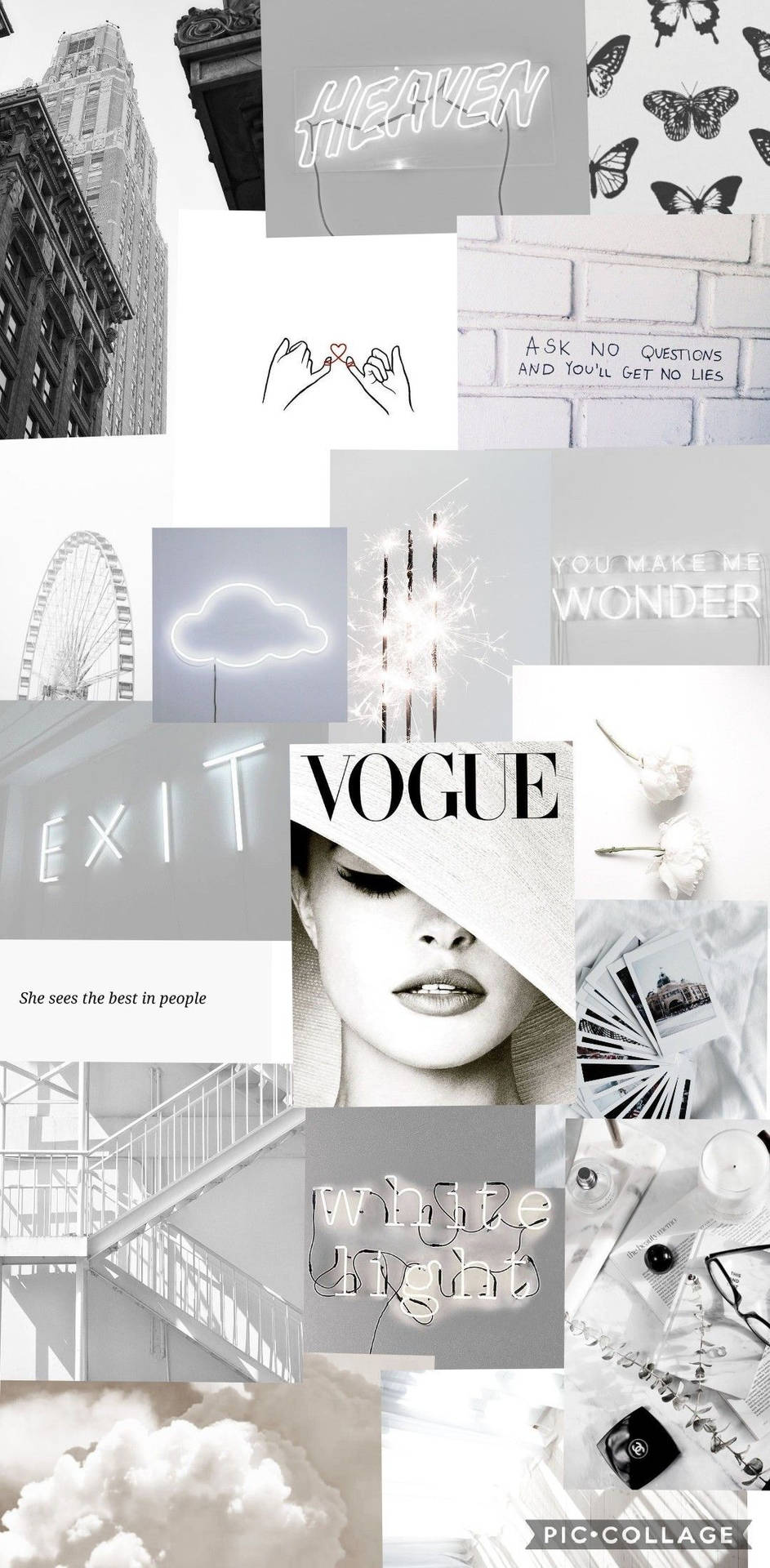 Download Collage Aesthetic Plain White Wallpaper