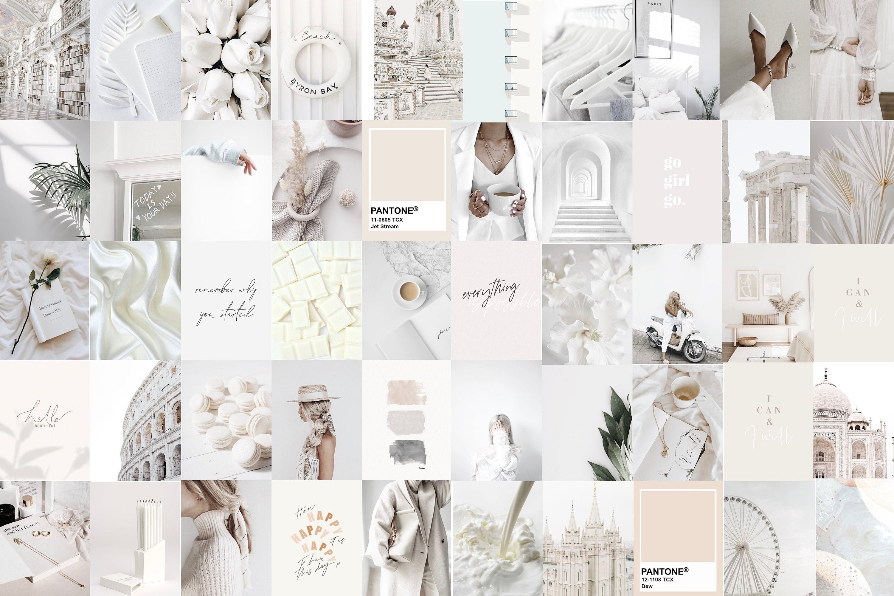 Photo Wall Collage Kit White Minimalist Aesthetic Clear set