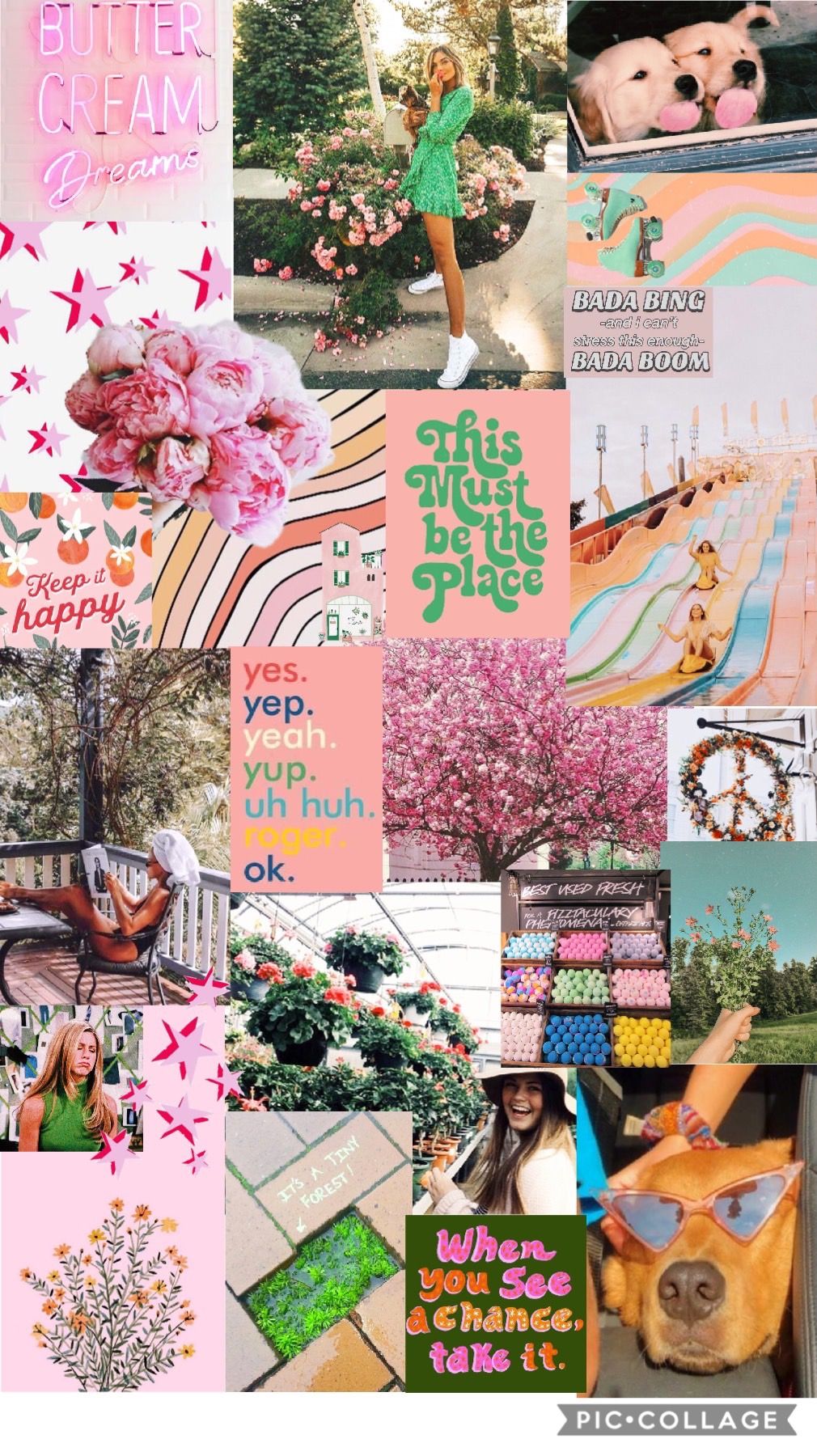 Mood board, collage, vsco, pink and green aesthetic. Aesthetic iphone wallpaper, Mood board, iPhone wallpaper