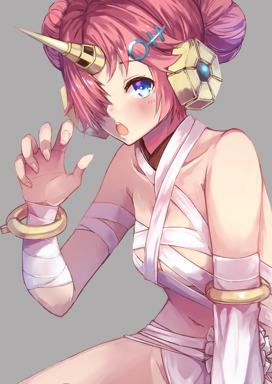 Wallpaper, boobs, bandage, redhead, Frankenstein Fate Grand Order, simple background, Fate Apocrypha, Berserker of Black 1075x1518