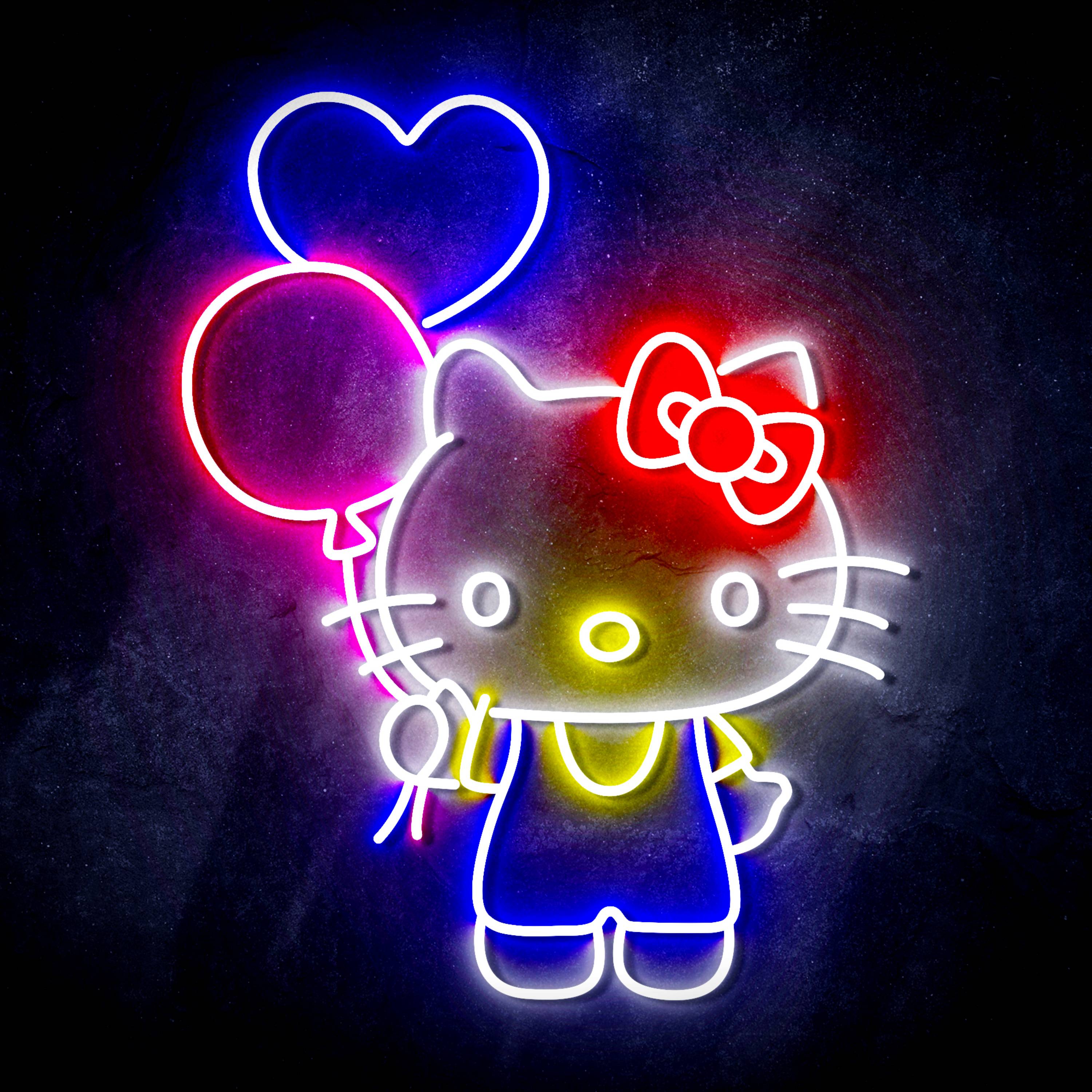 Hello Kitty Neon Light Sign Background 4K Wallpaper iPhone HD Phone #4400f