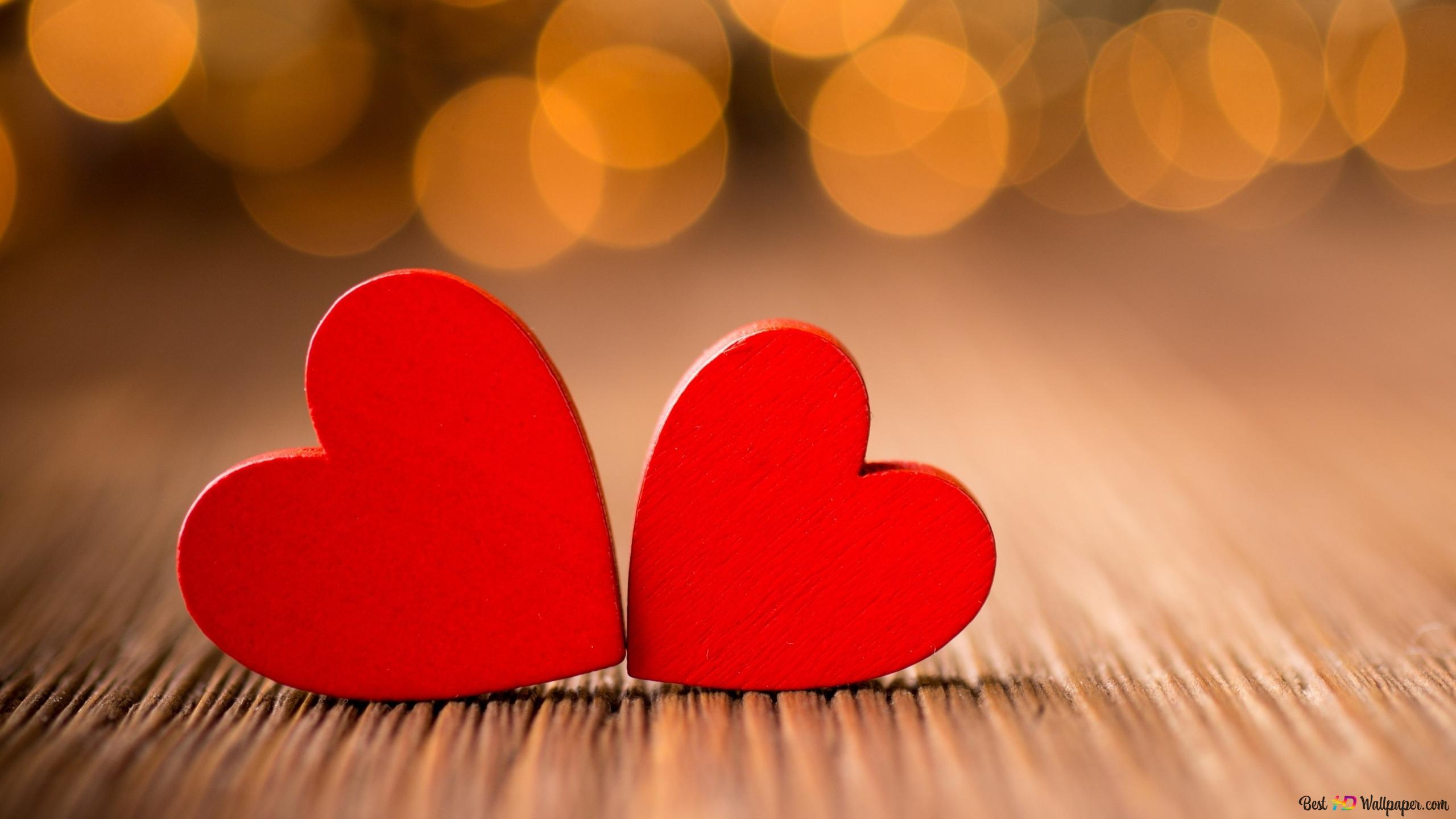 Valentine's day hearts pair 2K wallpaper download