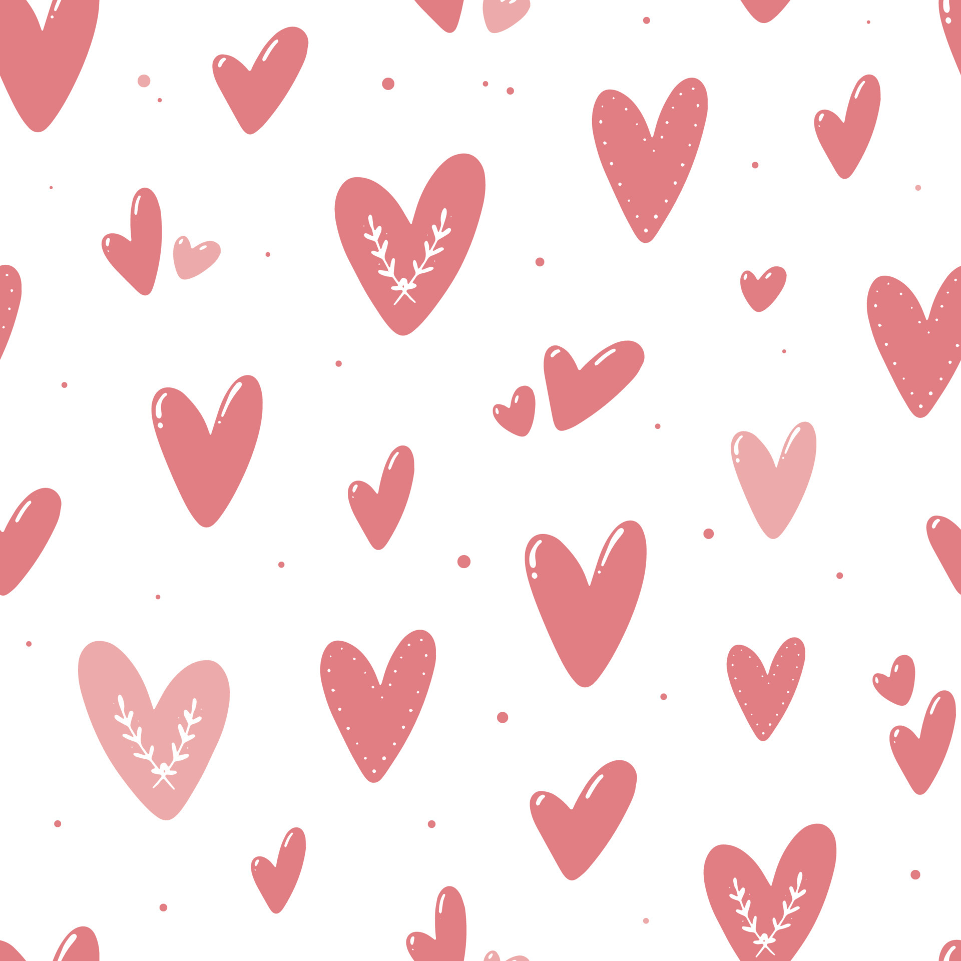 valentines day seamless pattern with pink hearts on white background. Good for prints, wrapping paper, scrapbooking, wallpaper, textile, background, giftware, etc. EPS 10