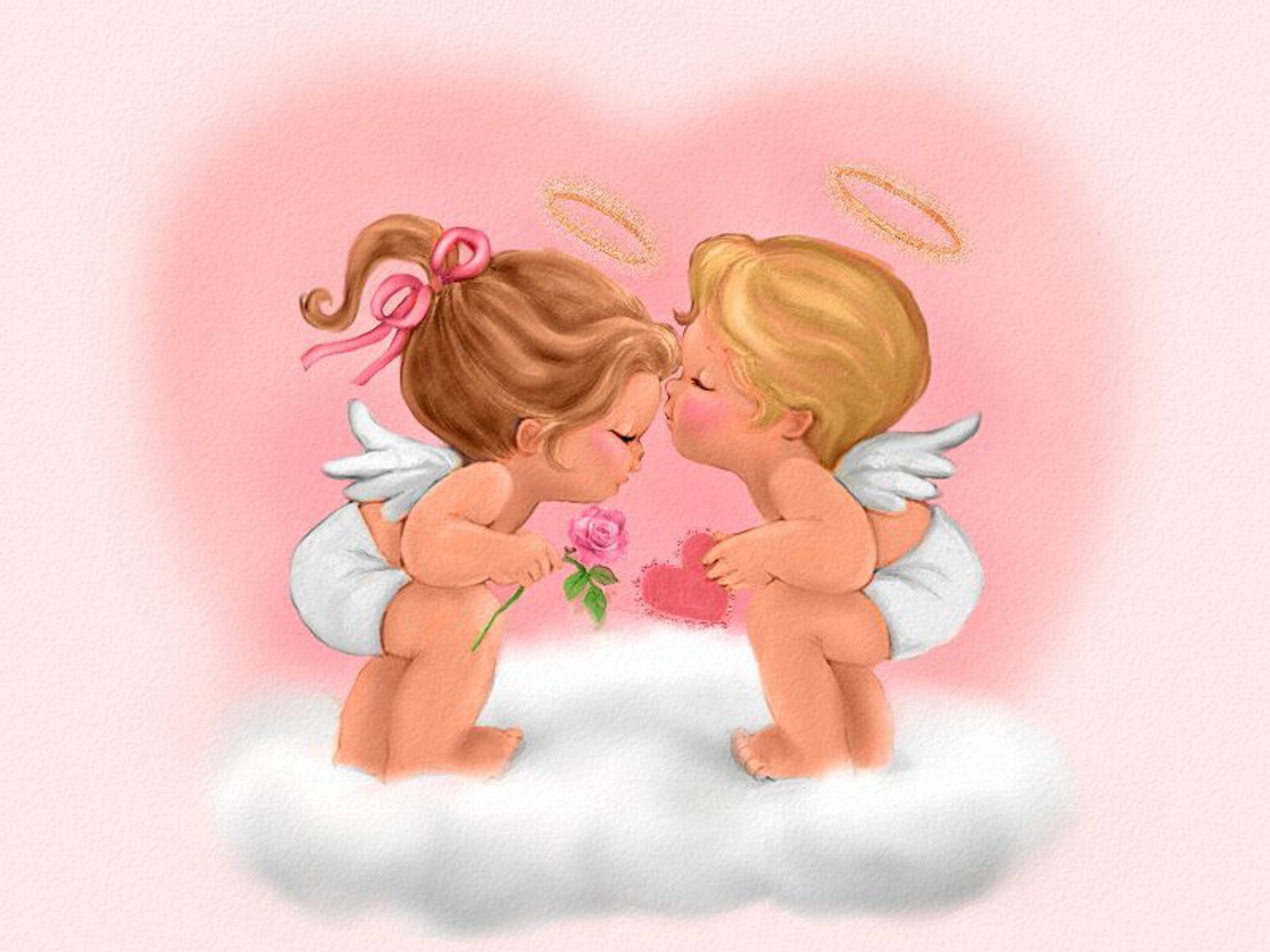 Angels on Valentine's Day February 14 Desktop wallpaper 1600x1200