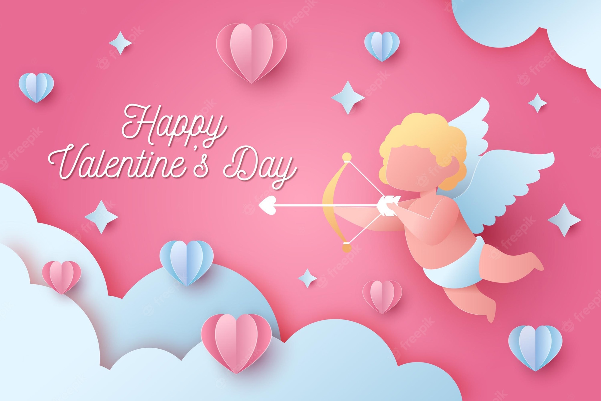 Free Vector. Valentine's day wallpaper in paper style