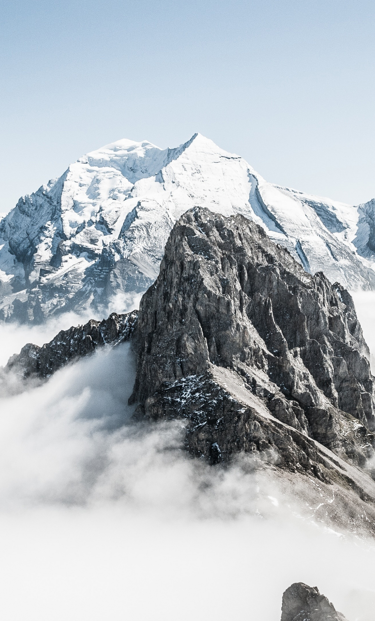 Download wallpaper 1280x2120 snow mountains, peak, clouds, switzerland, iphone 6 plus, 1280x2120 HD background, 6702