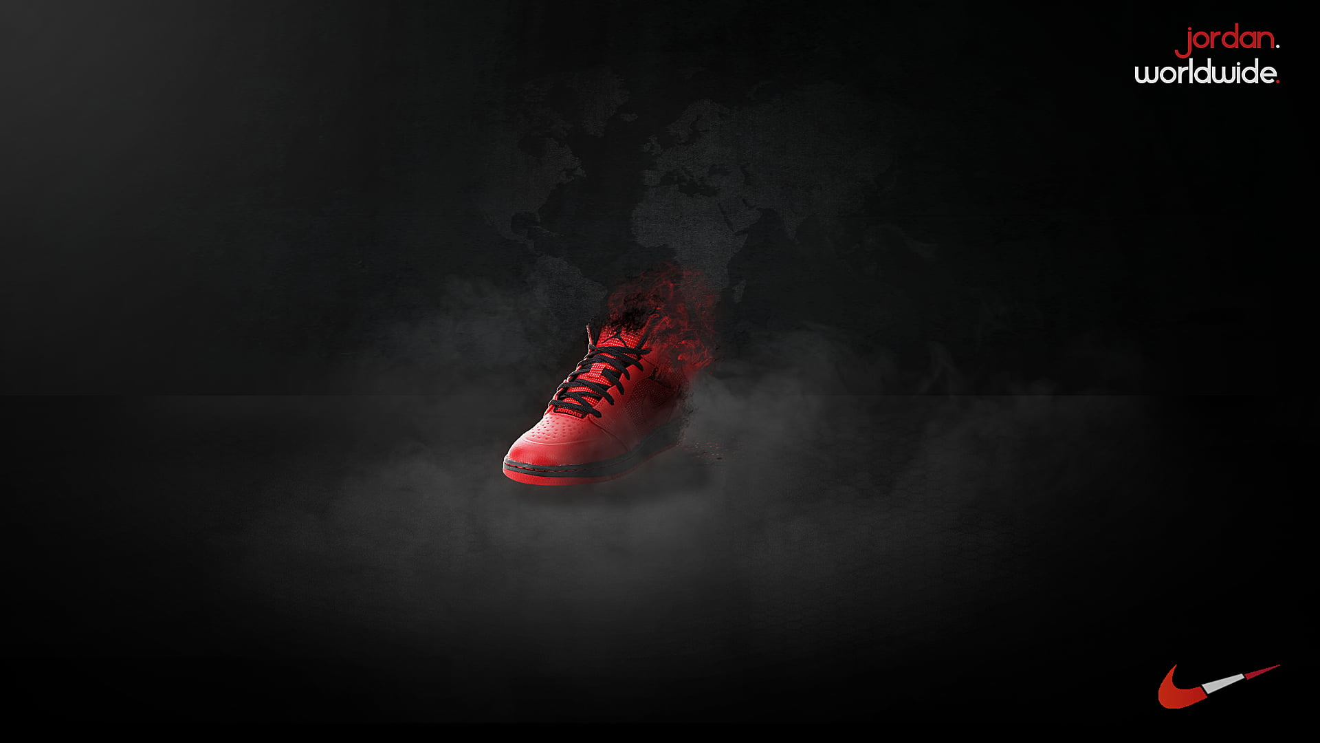 Wallpaper Unpaired Red And Black Nike Air Jordan Basketball Shoe, Digital Art