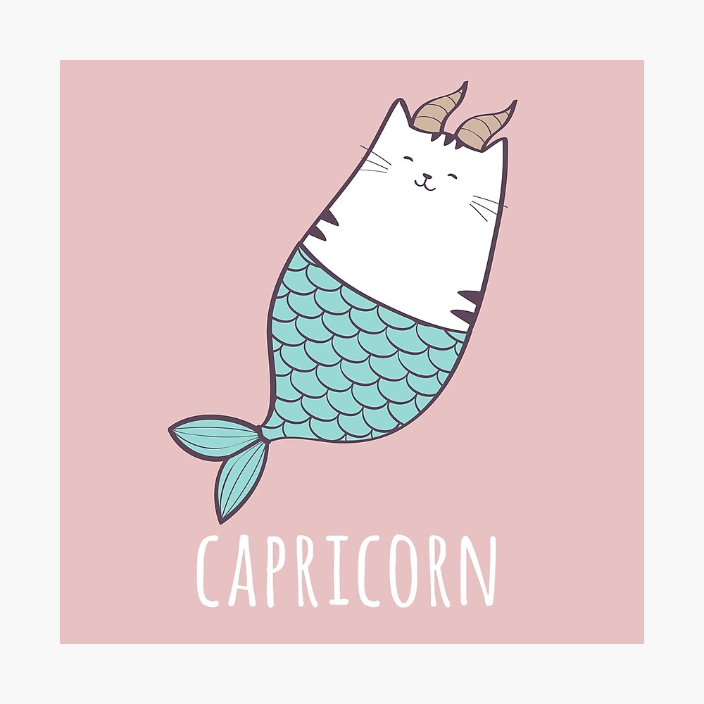 Capricorn Star Sign Feline design Cute, Funny Kitty Zodiac Cat Poster