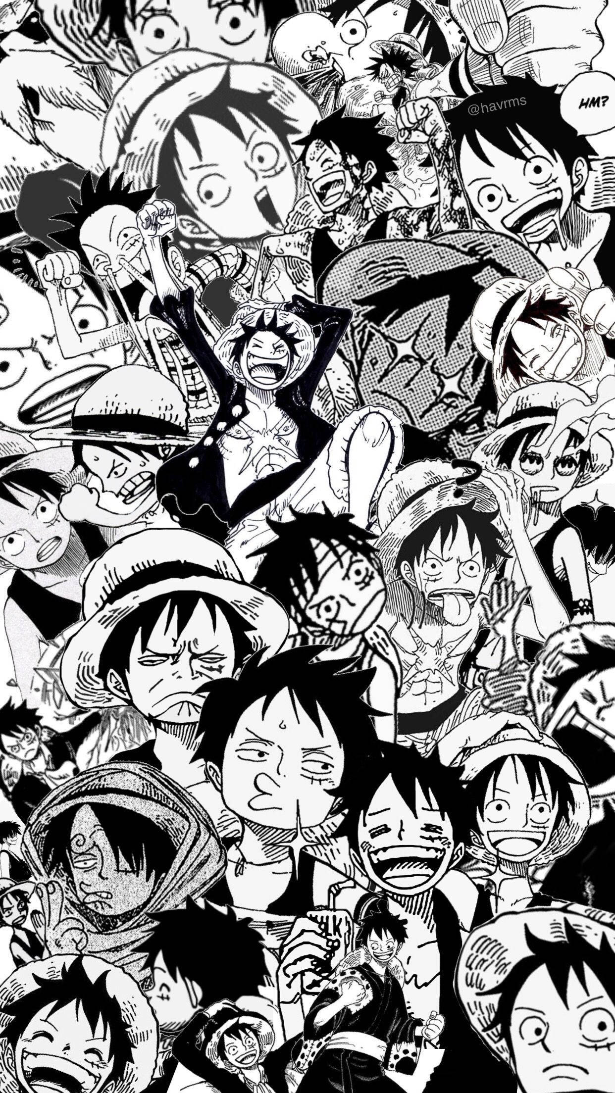 Download One Piece Phone Luffy Manga Collage Wallpaper