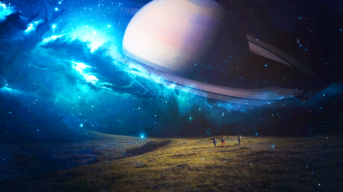 Fantasy art space planet stars landscape wallpaper