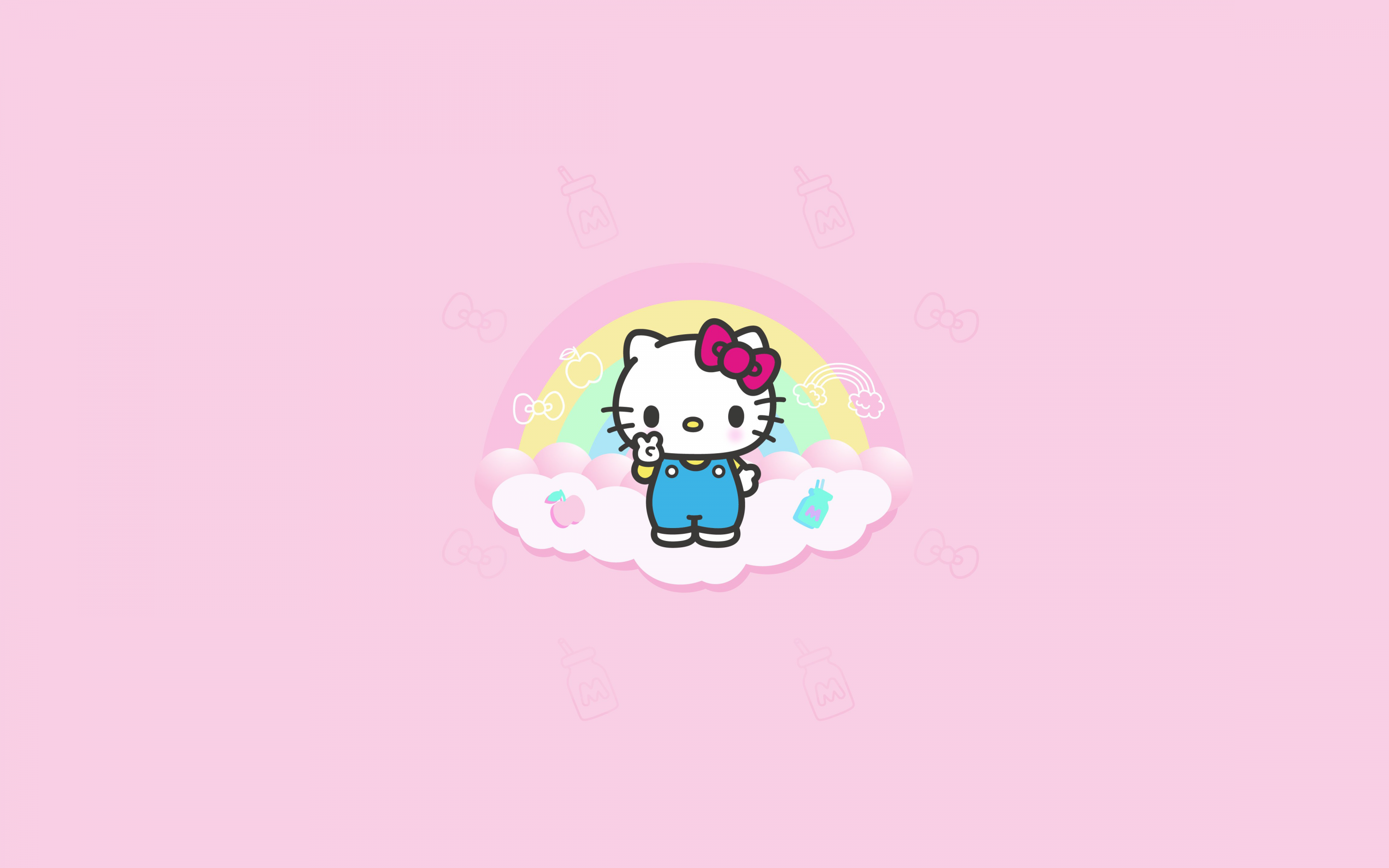 Hello Kitty minimal Wallpaper 4K, Pink background, Cute