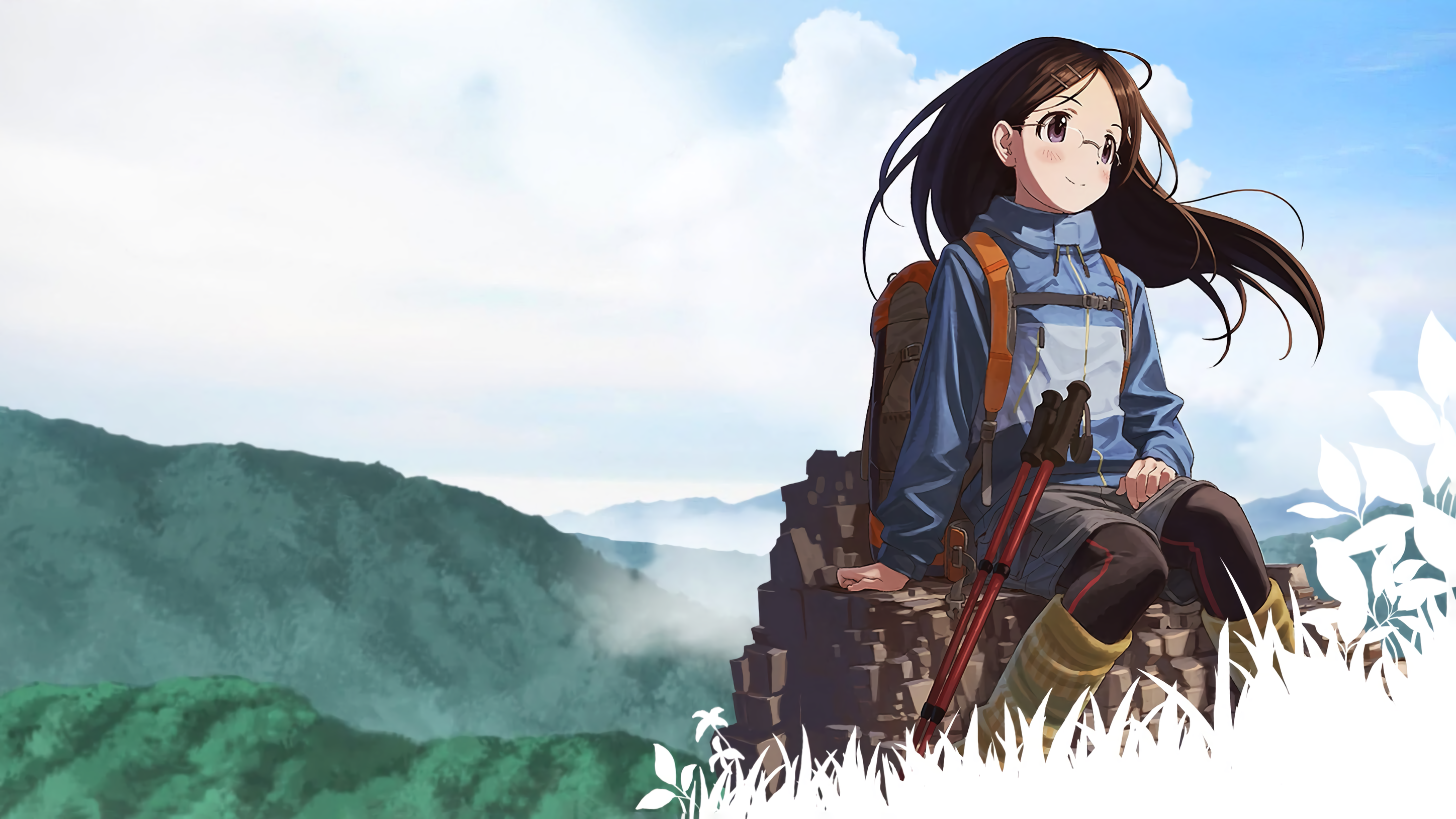 Anime Girls Anime Yama No Susume Backpacks Glasses Wallpaper:2896x1629