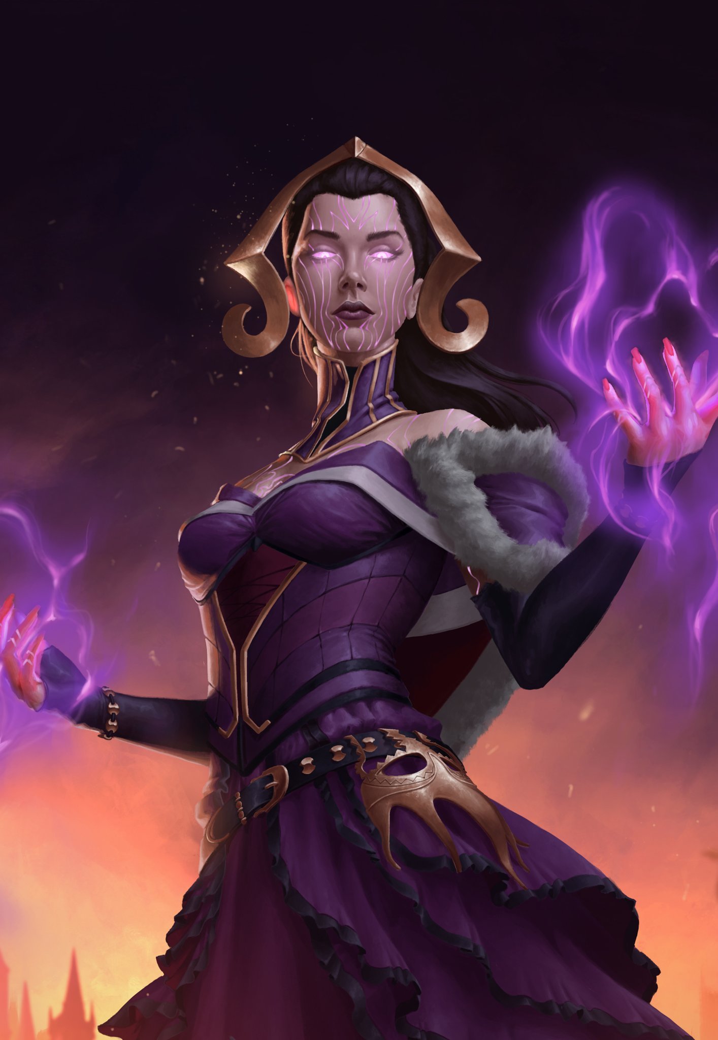 Audy Ravindra, Death Mage Liliana Vess fanart! 1st artwork for 2021! Learned a ton! Especially rendering the skirt, face planes, and magical effects! Heavily inspired '
