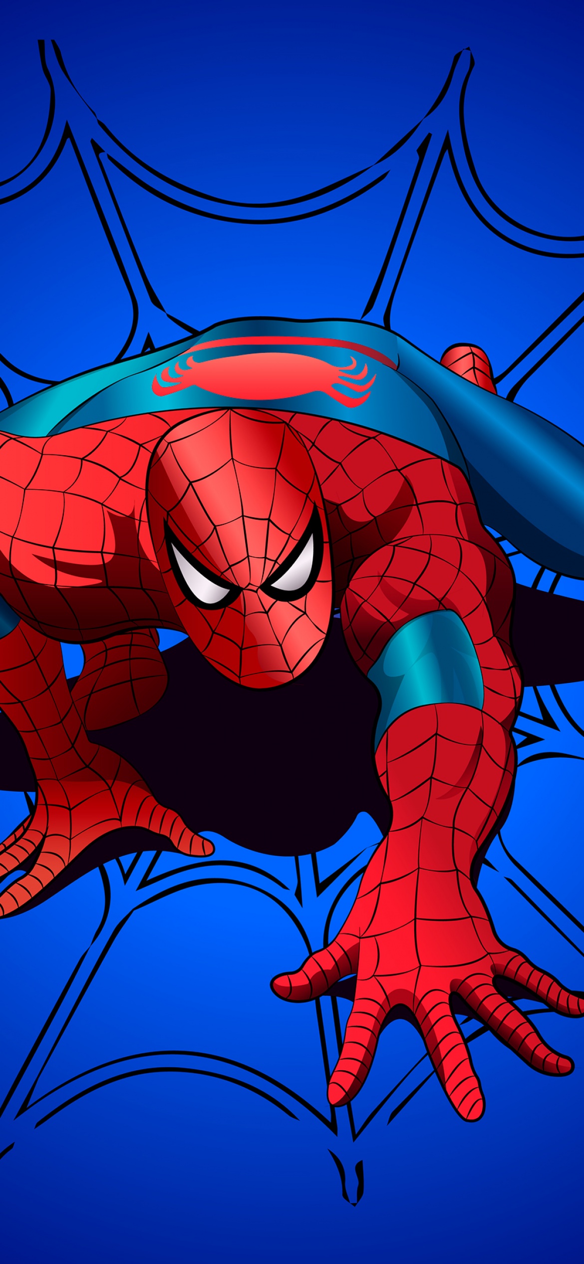 Spider Man Wallpaper 4K, Blue Background, Graphics CGI